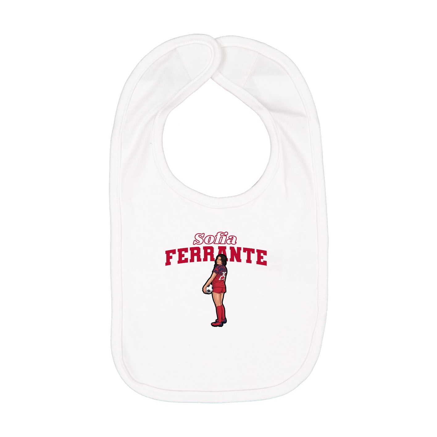 Infant Bib — Name Arch in White