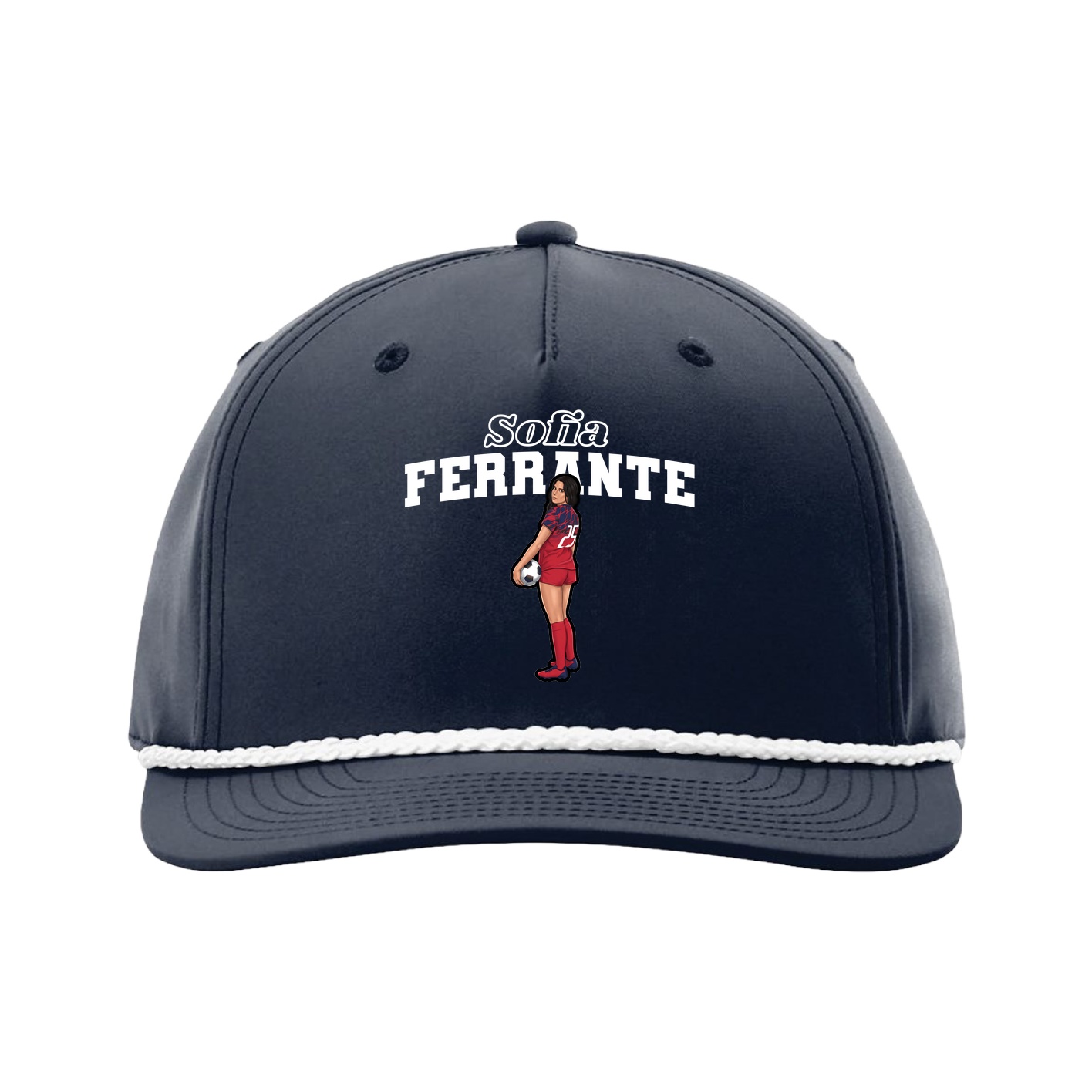 Five-Panel Classic Rope Cap — Name Arch in Navy