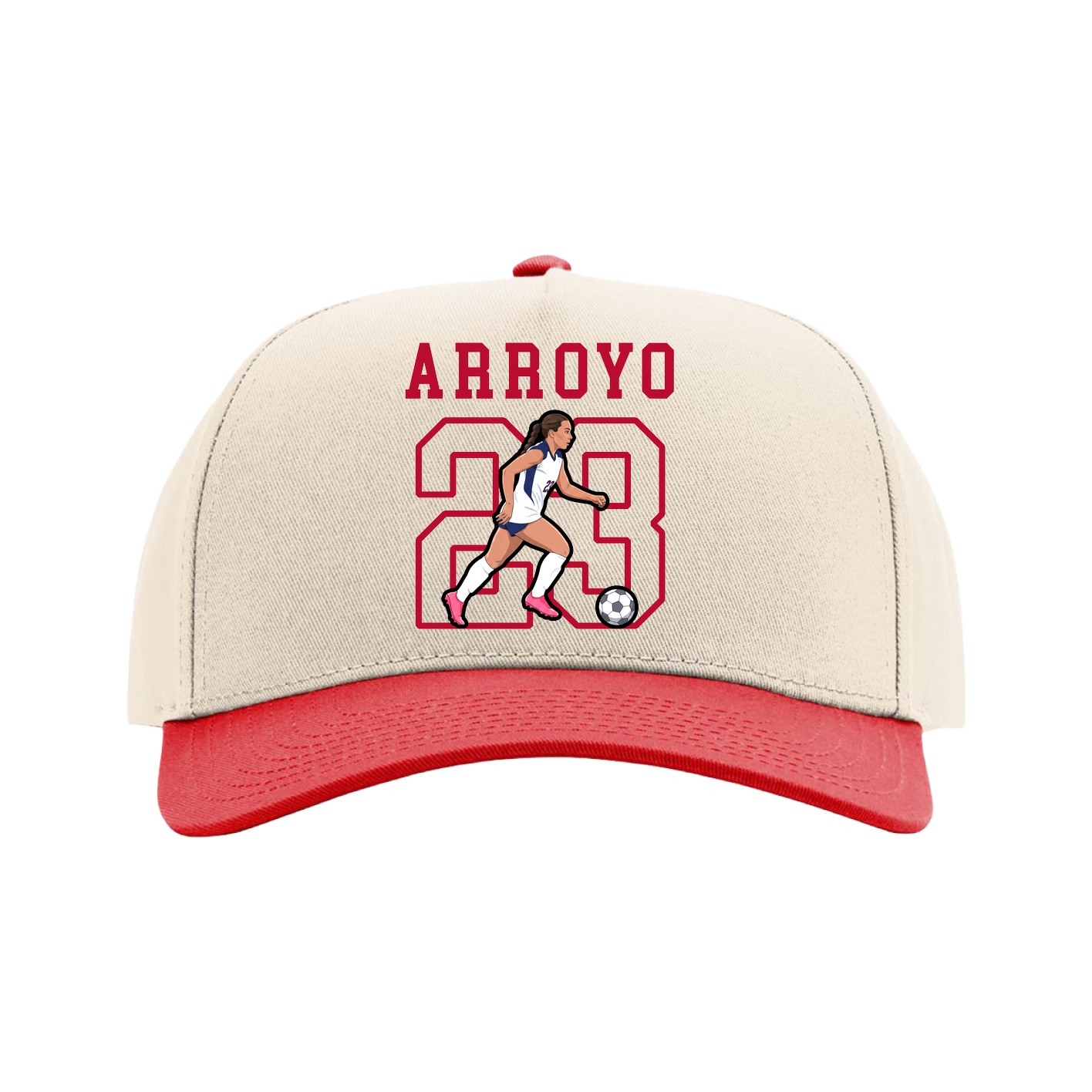 Full Fabric Five-Panel Champ Cap — Shirsey in Cream/Red