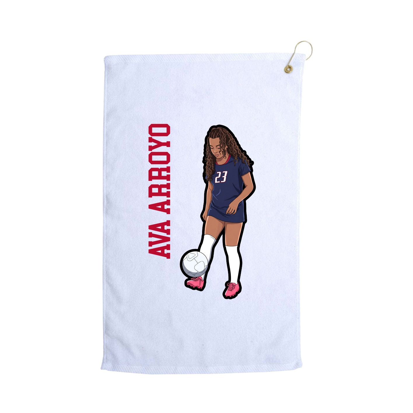 Golf Towel — Name Vertical in White