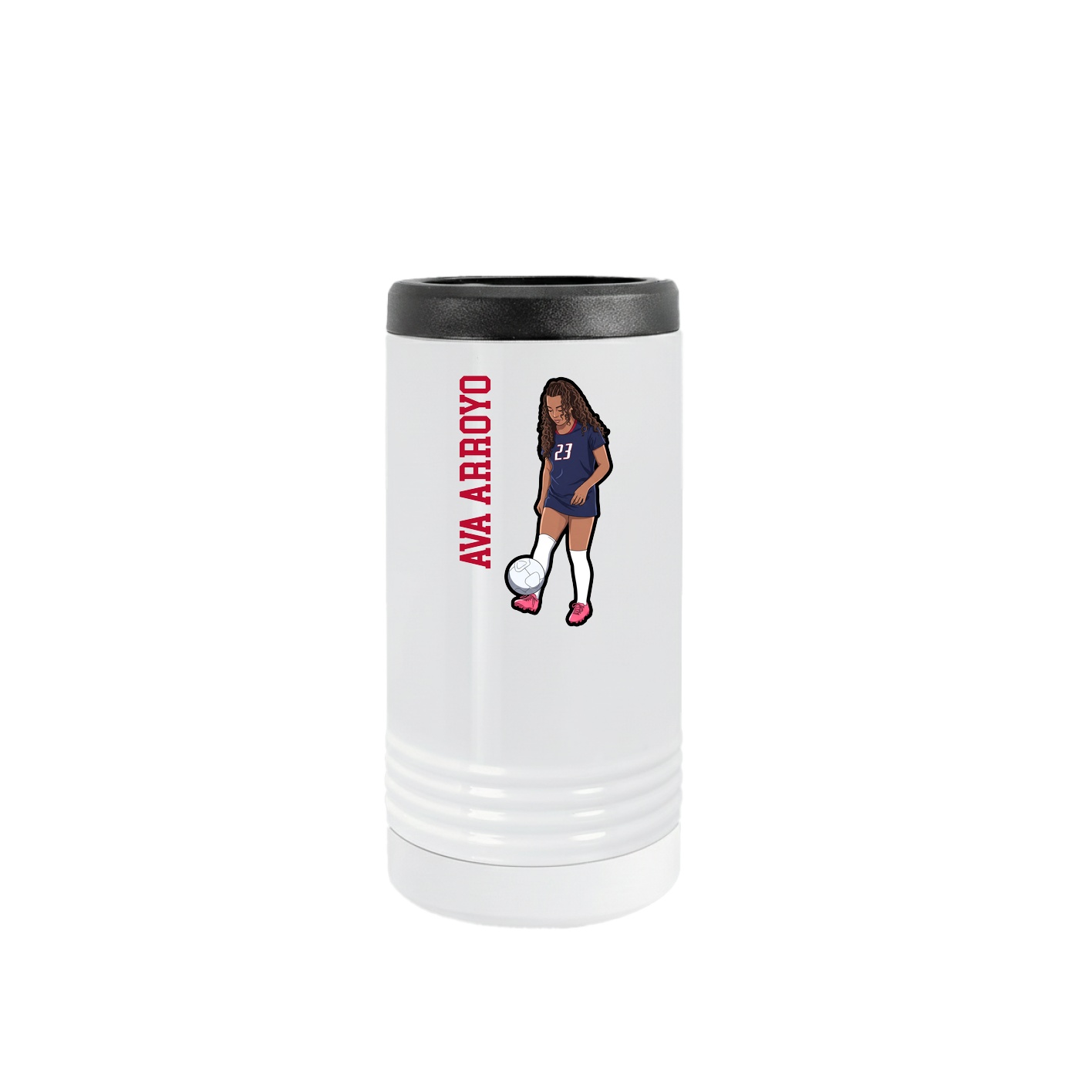 Slim Beverage Holder — Name Vertical in White