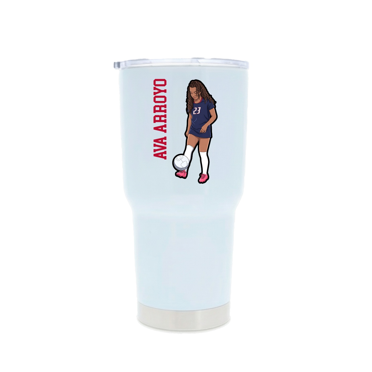 30oz Stainless Steel Tumbler — Name Vertical in White