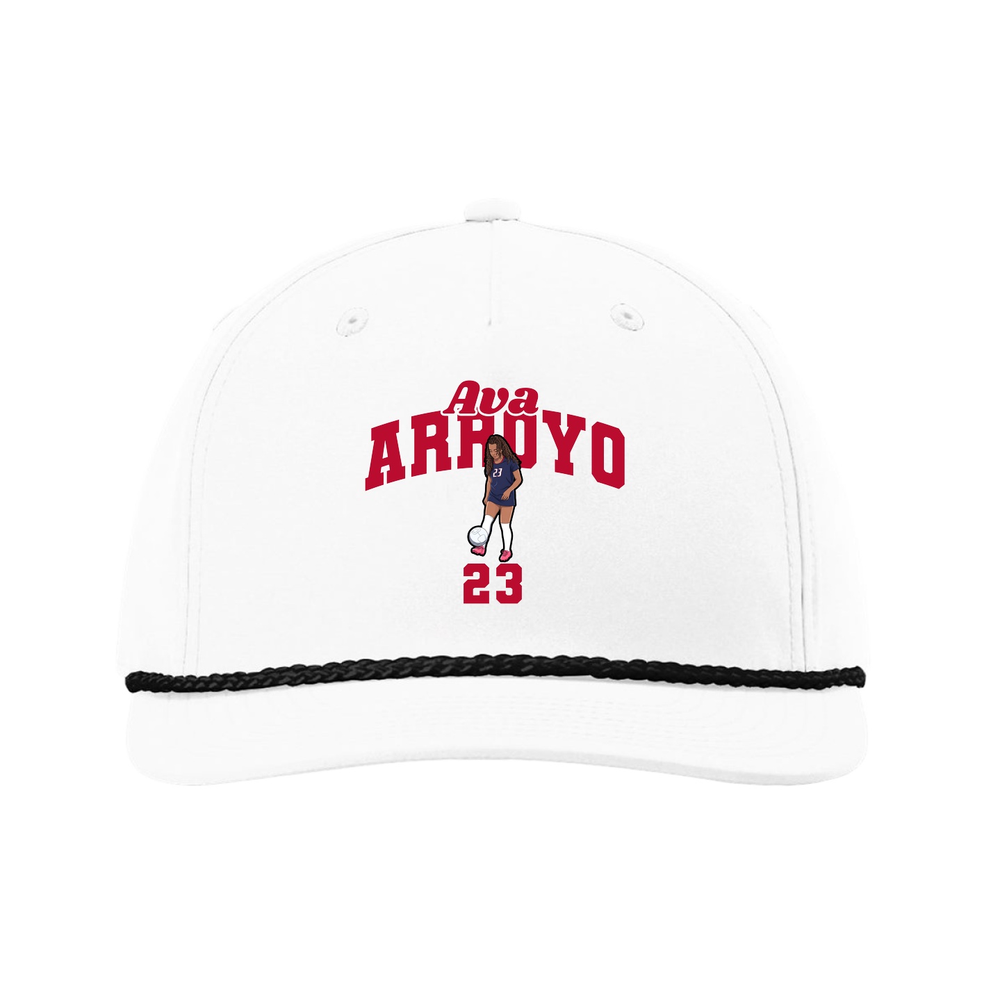 Five-Panel Classic Rope Cap — Signature Arch in White
