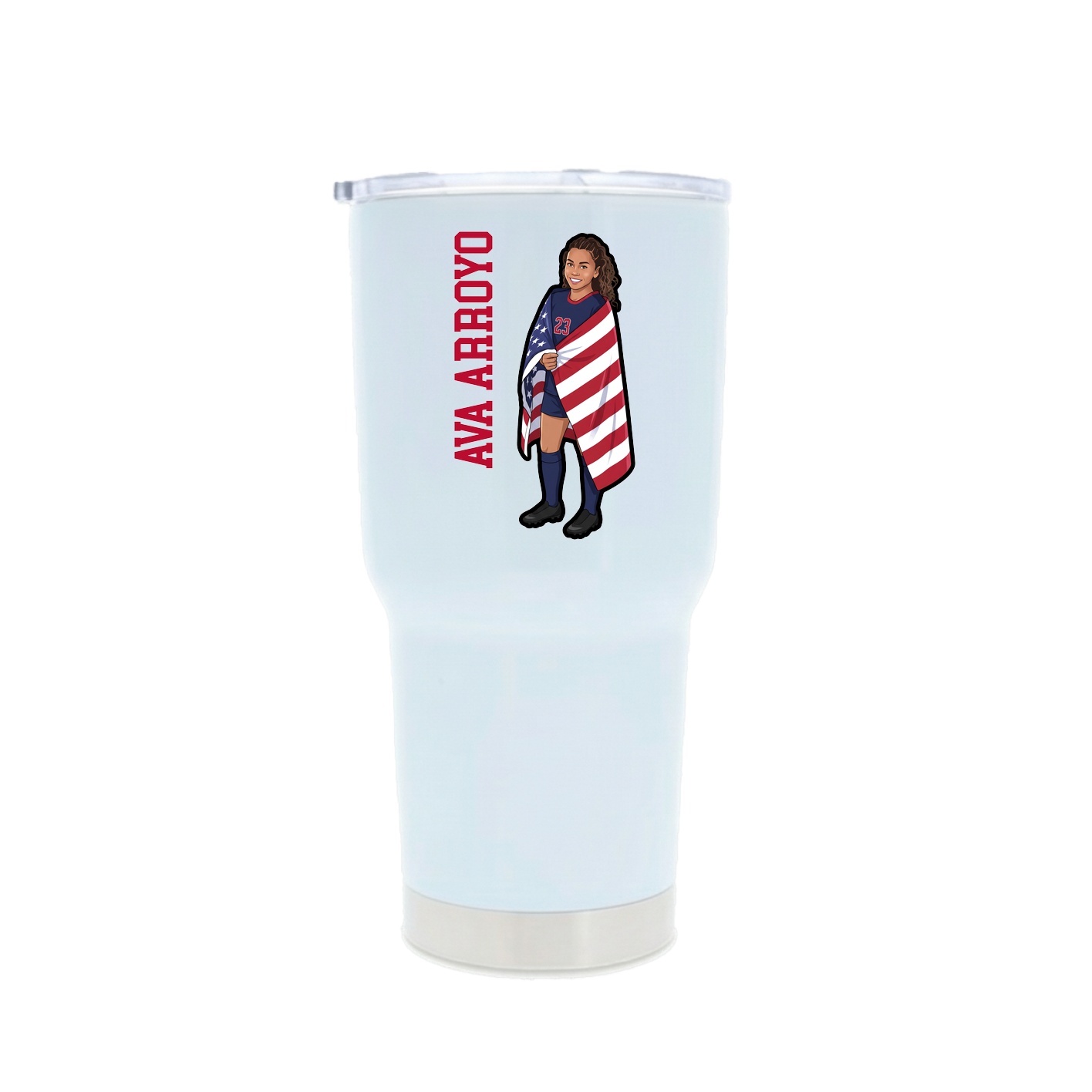 30oz Stainless Steel Tumbler — Name Vertical in White