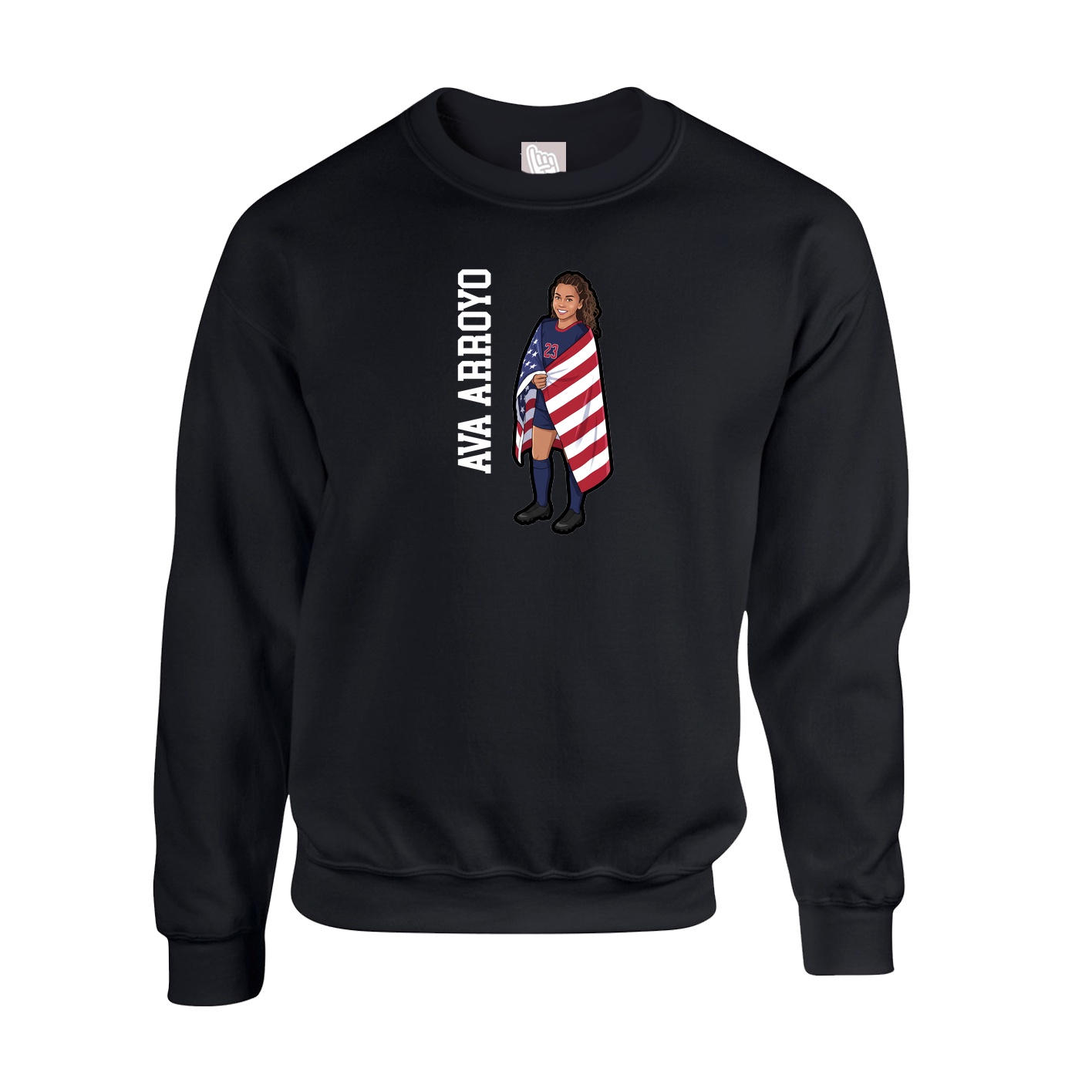 Fleece Crew — Name Vertical in Black