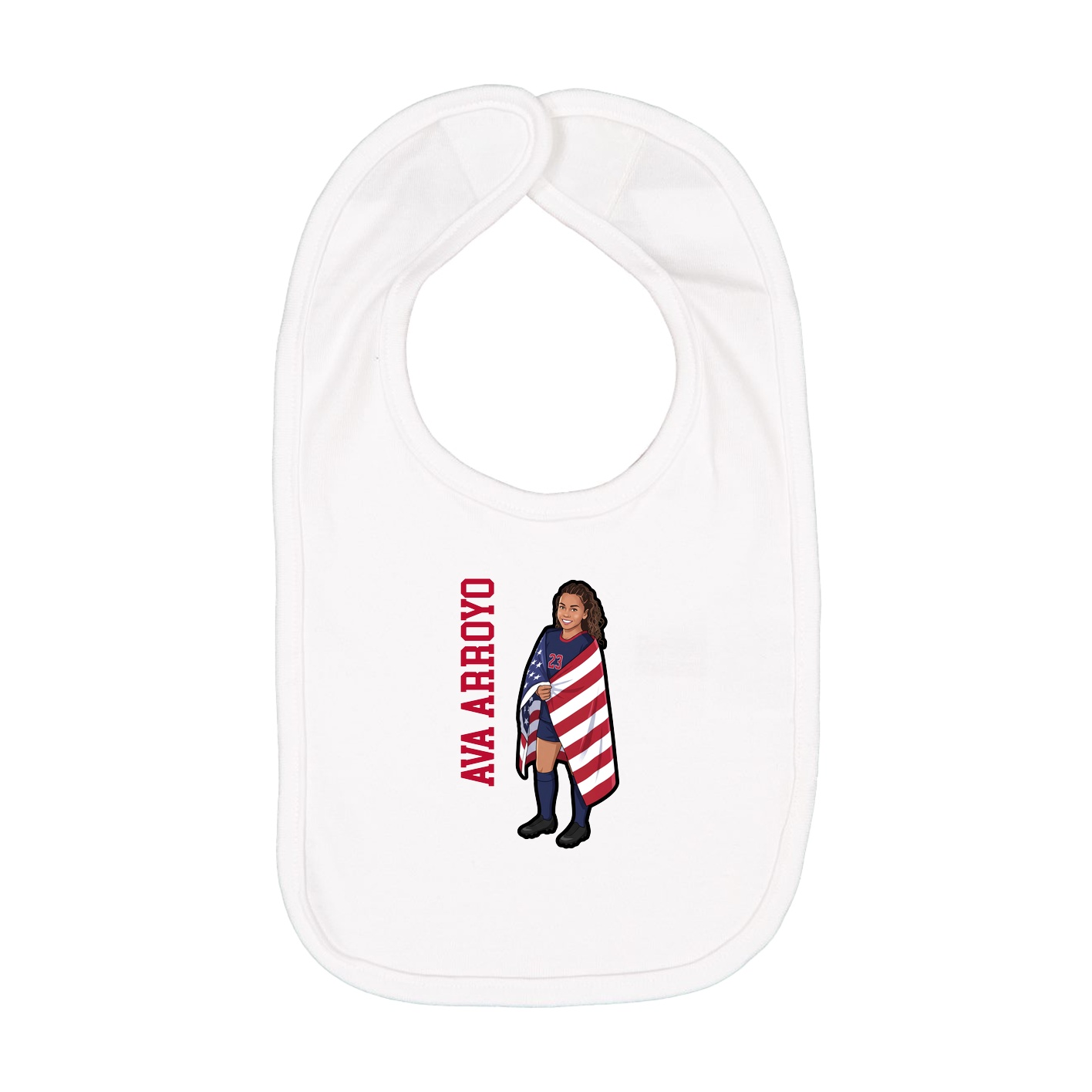 Infant Bib — Name Vertical in White