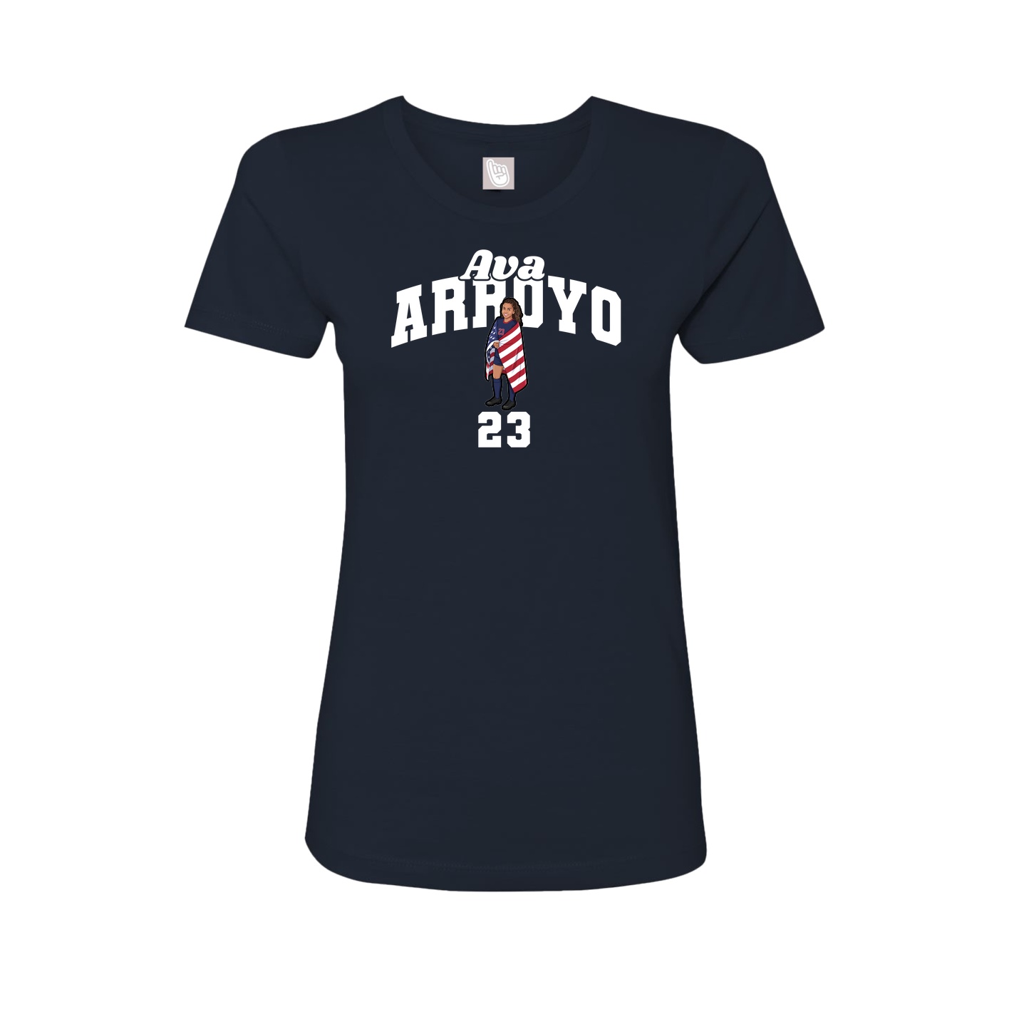 Fitted Women's Tee — Signature Arch in Navy
