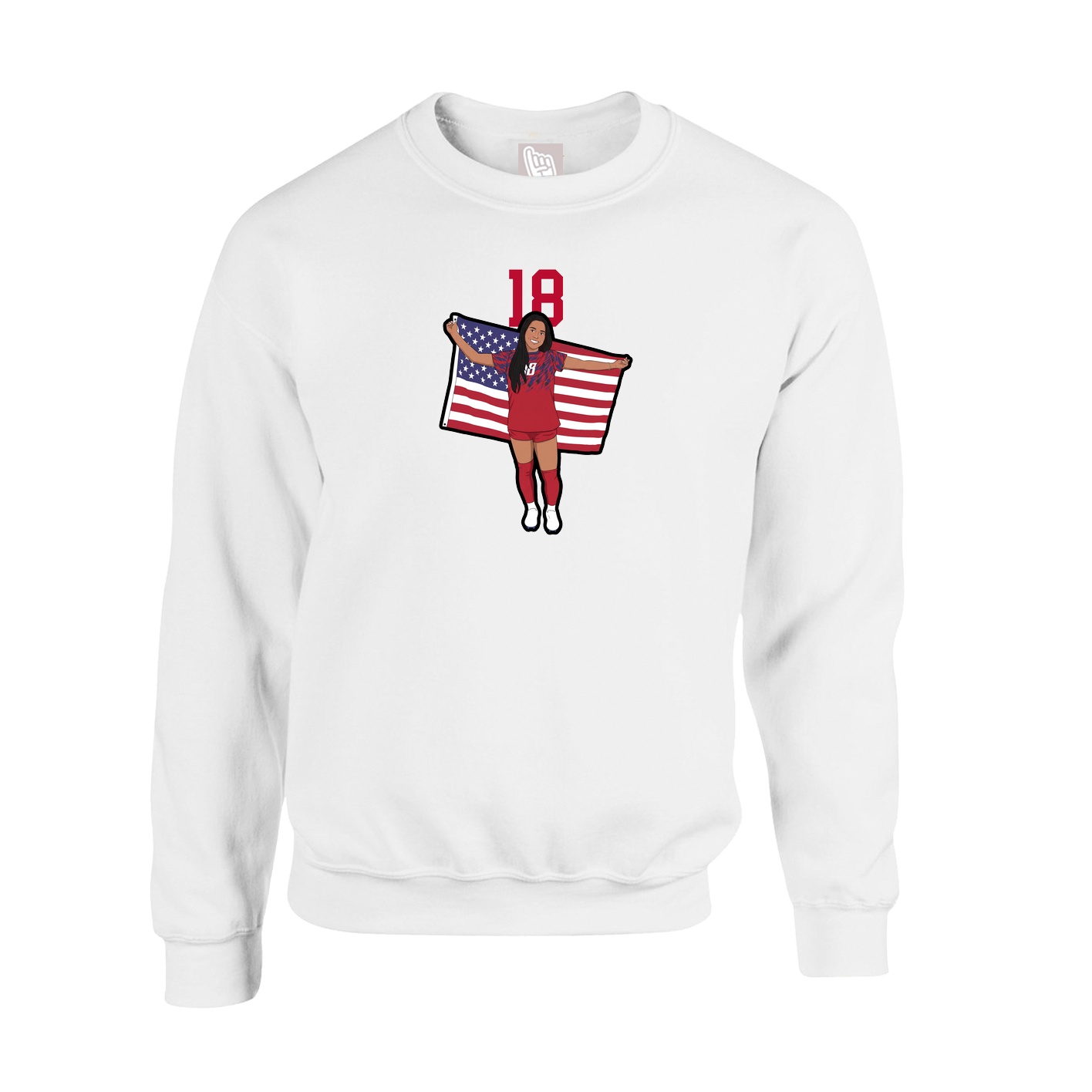 Fleece Crew — Number Top in White