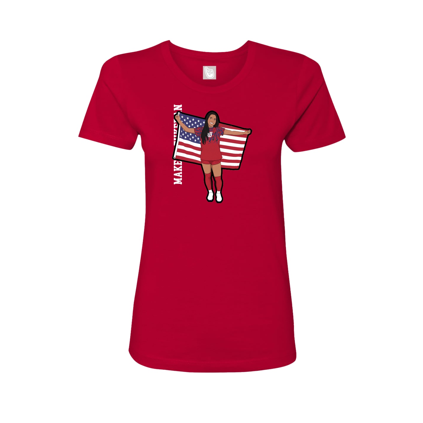 Fitted Women's Tee — Name Vertical in Red