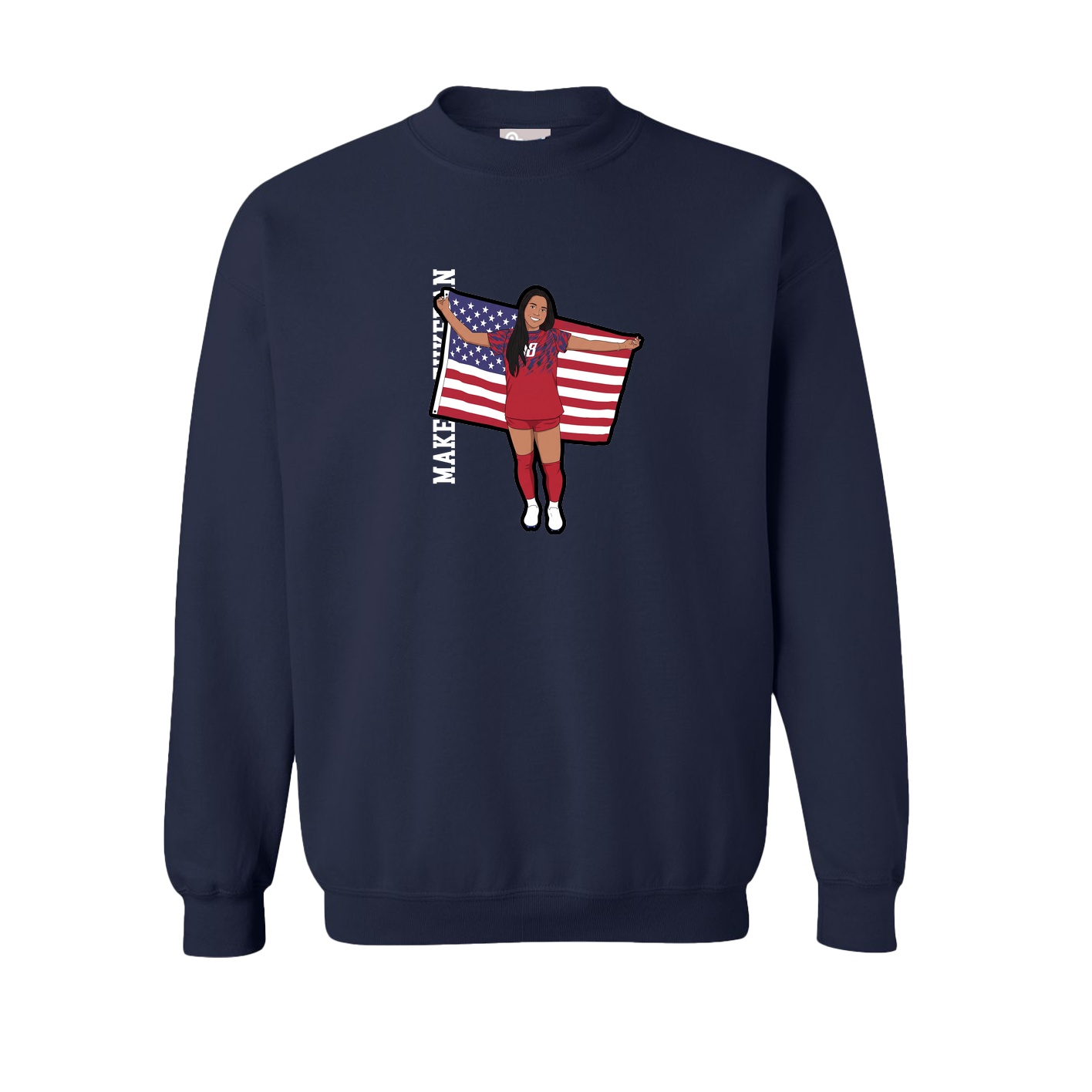 Fleece Crew — Name Vertical in Navy