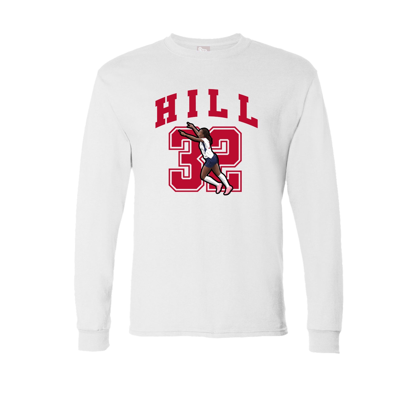 Long Sleeve Tee — Number in White