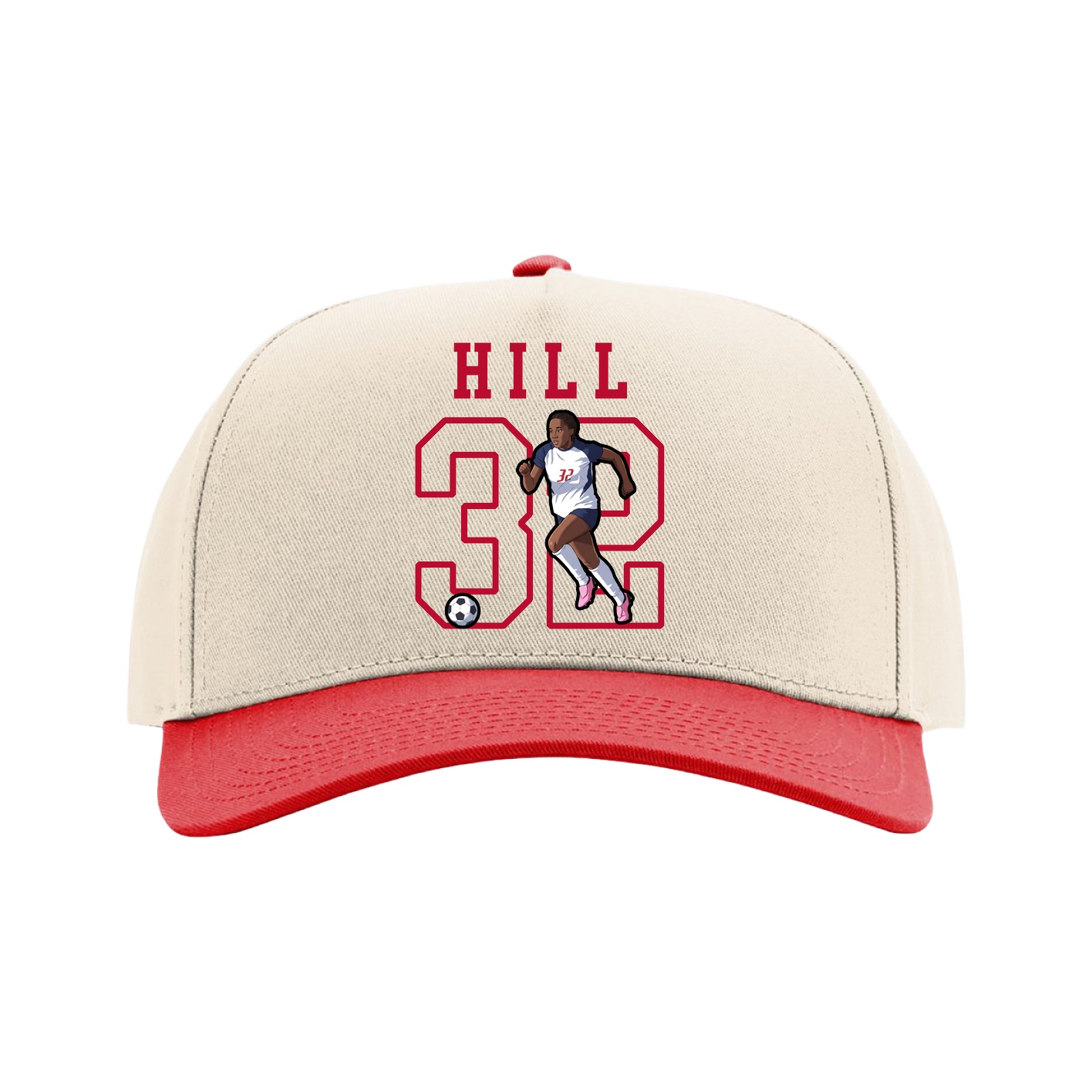 Full Fabric Five-Panel Champ Cap — Shirsey in Cream/Red
