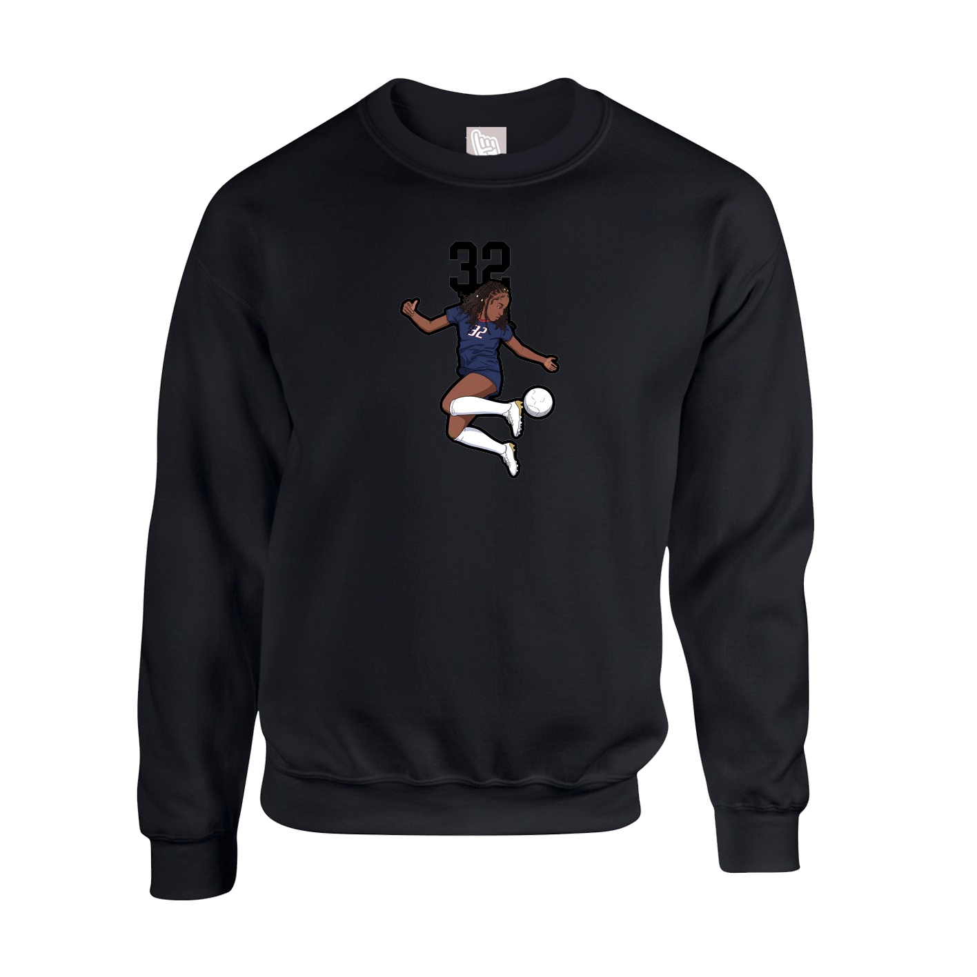 Fleece Crew — Number Top in Black