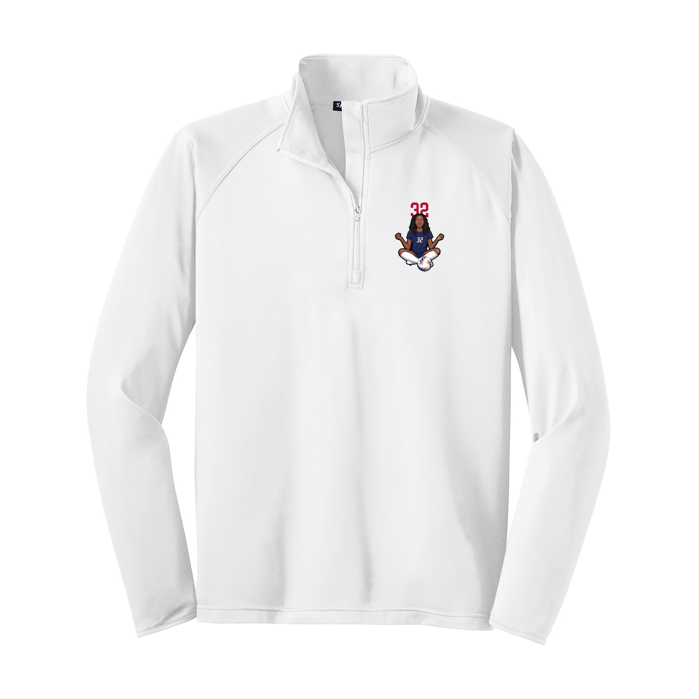 Q-Zip Pullover — Number Top in White