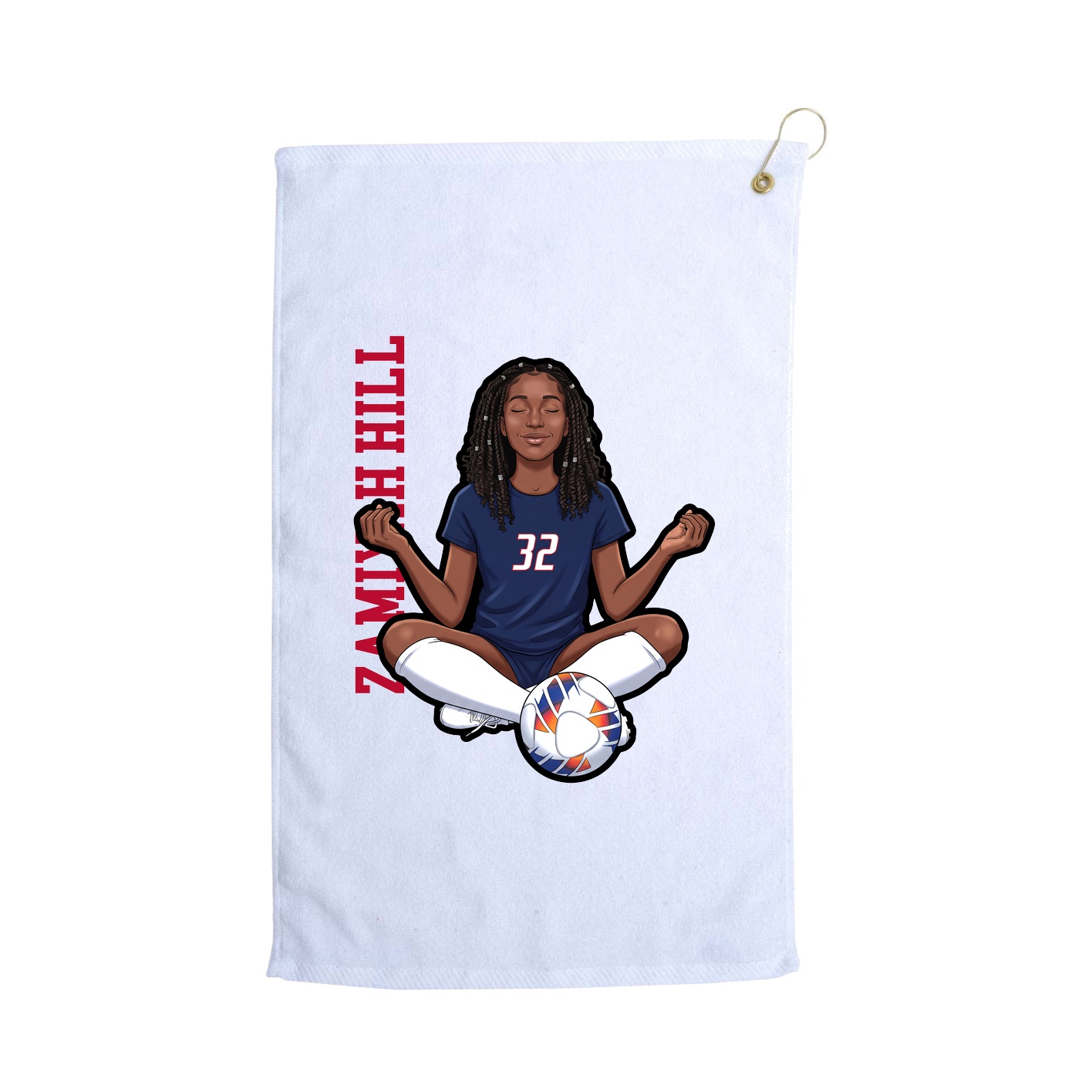 Golf Towel — Name Vertical in White