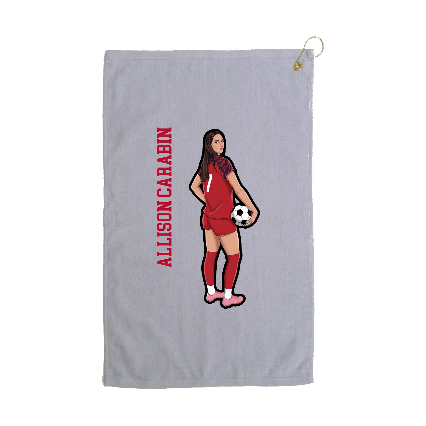 Golf Towel — Name Vertical in Grey