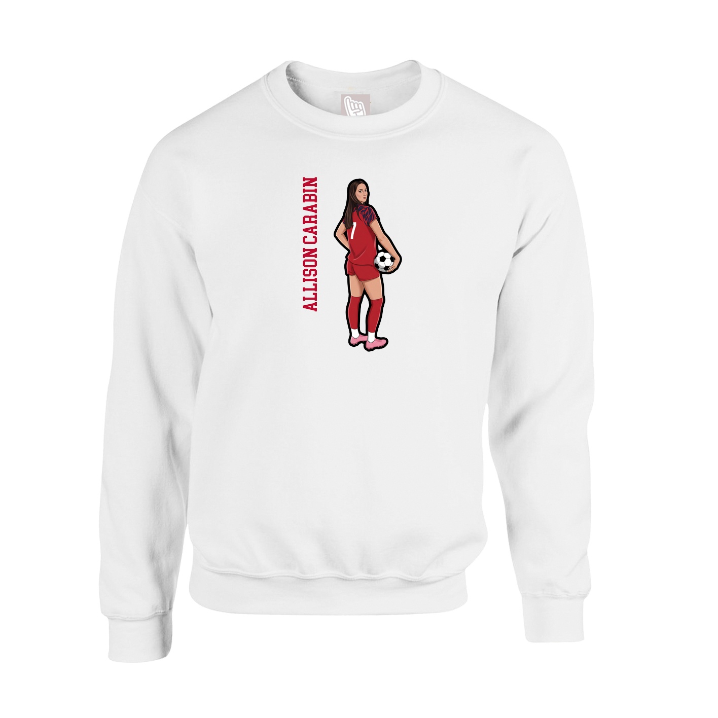 Fleece Crew — Name Vertical in White