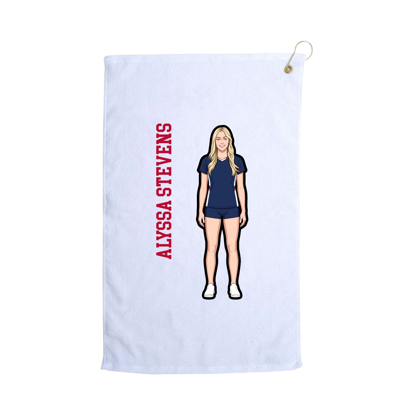 Golf Towel — Name Vertical in White