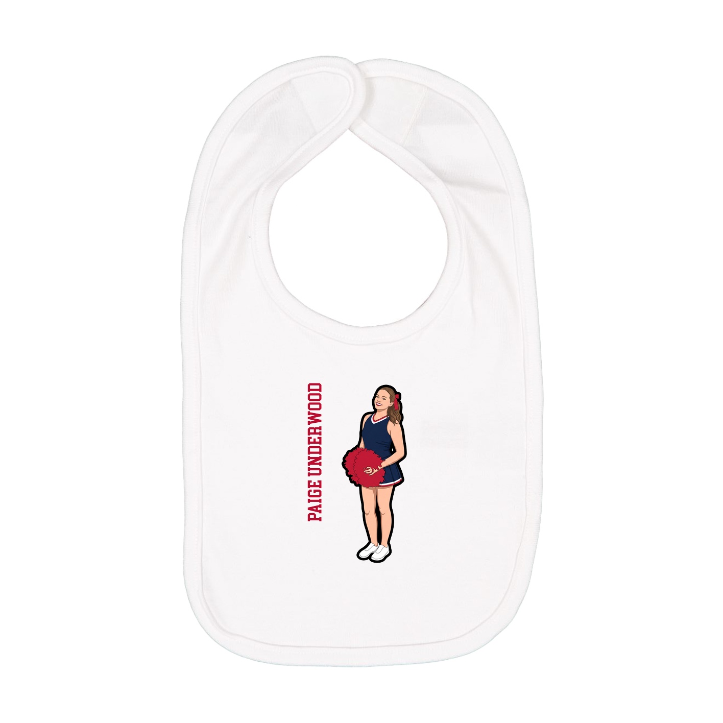 Infant Bib — Name Vertical in White