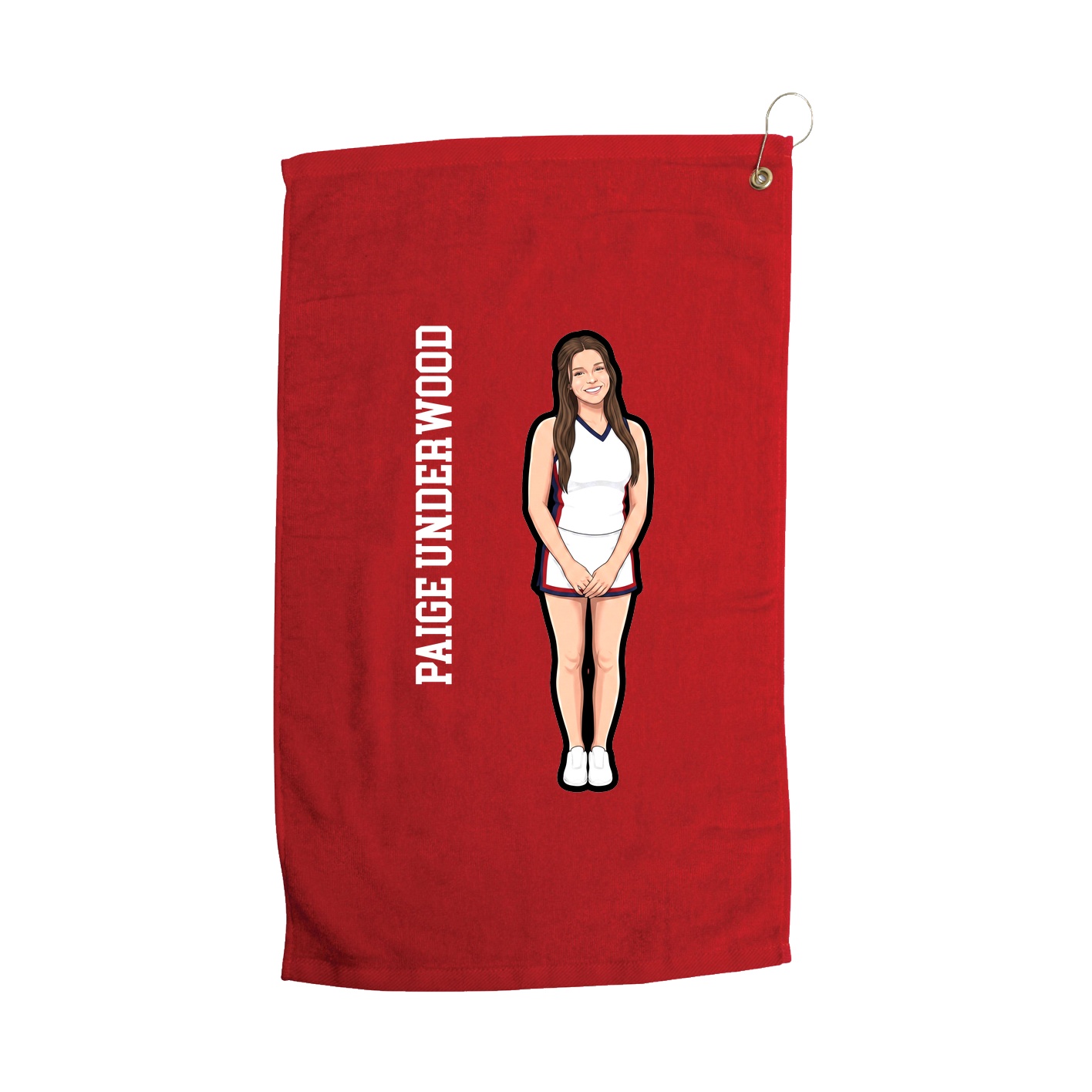 Golf Towel — Name Vertical in Red
