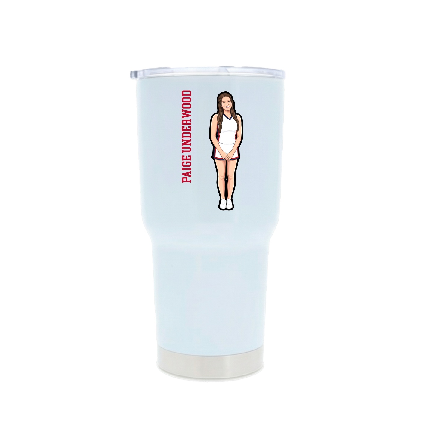 30oz Stainless Steel Tumbler — Name Vertical in White