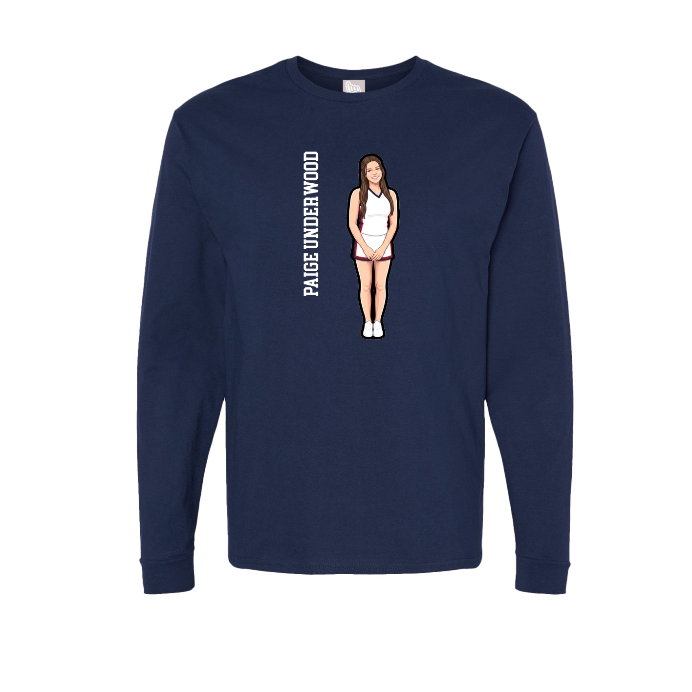 Long Sleeve Tee — Name Vertical in Navy