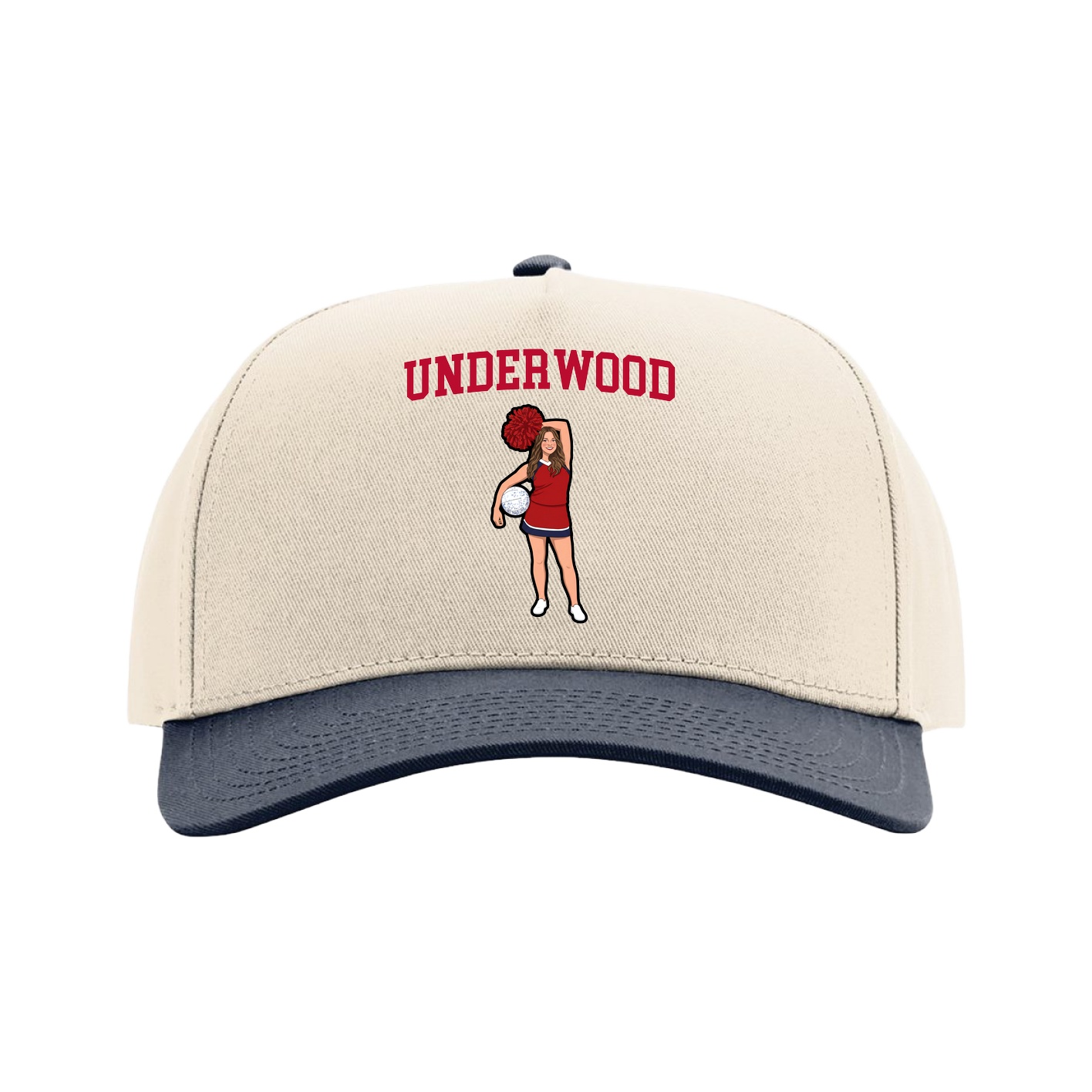 Full Fabric Five-Panel Champ Cap — Shirsey in Cream/Navy