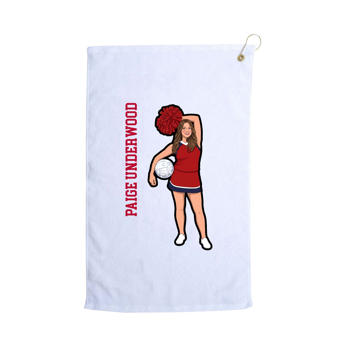 Golf Towel — Name Vertical in White