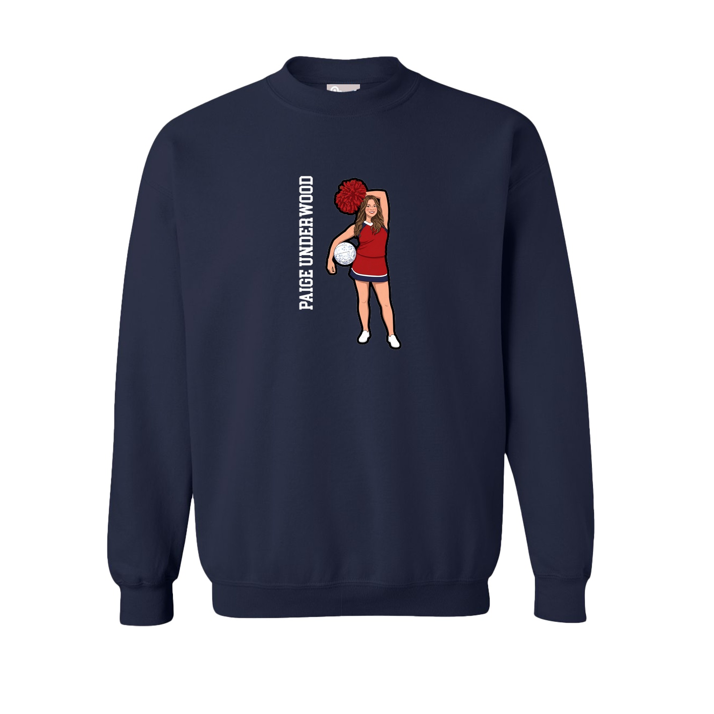 Fleece Crew — Name Vertical in Navy