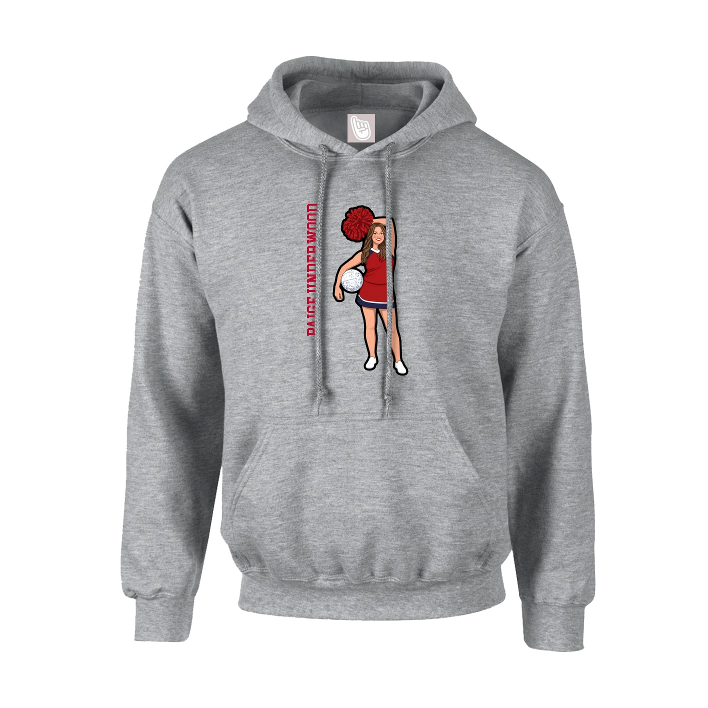 Youth Hoodie — Name Vertical in Grey