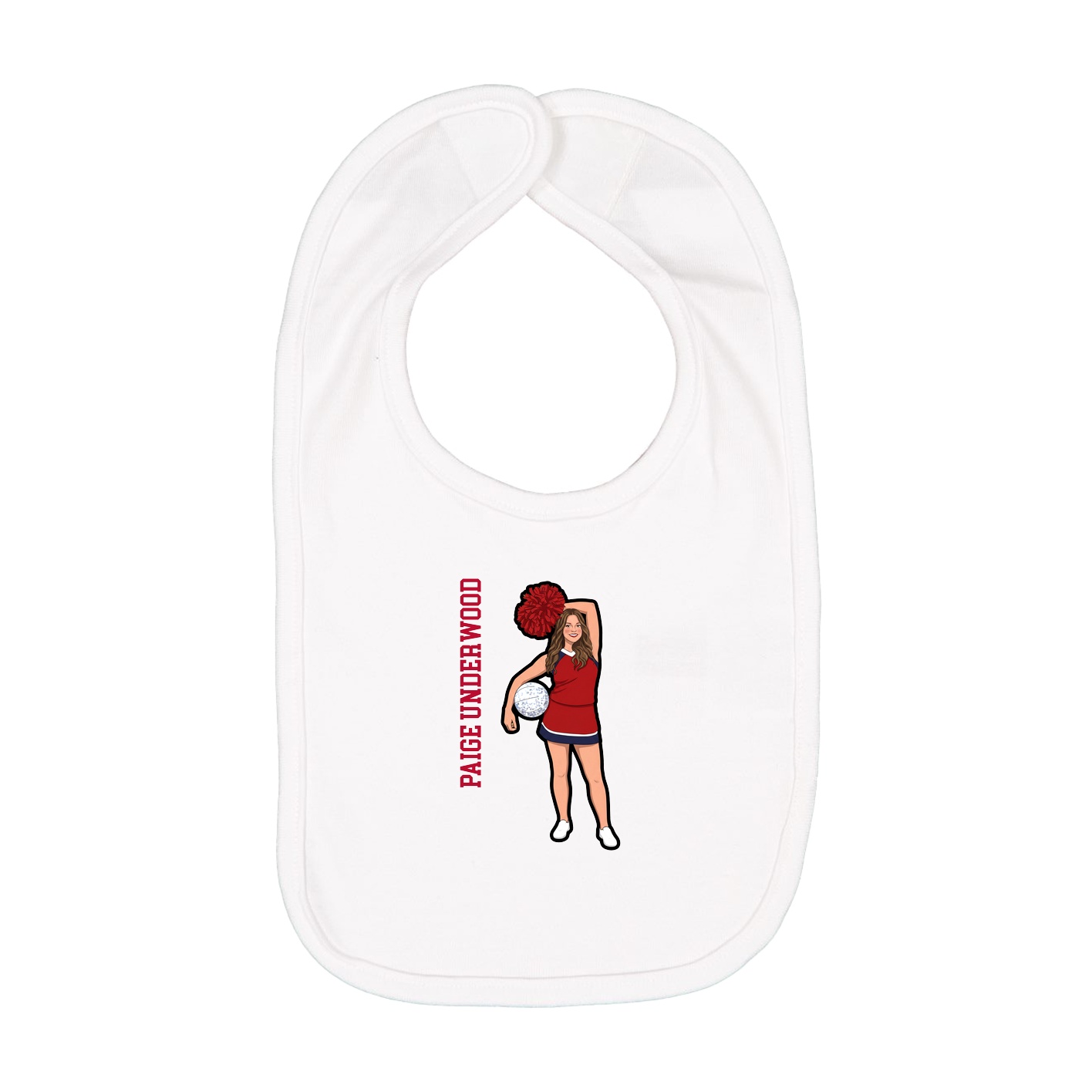 Infant Bib — Name Vertical in White