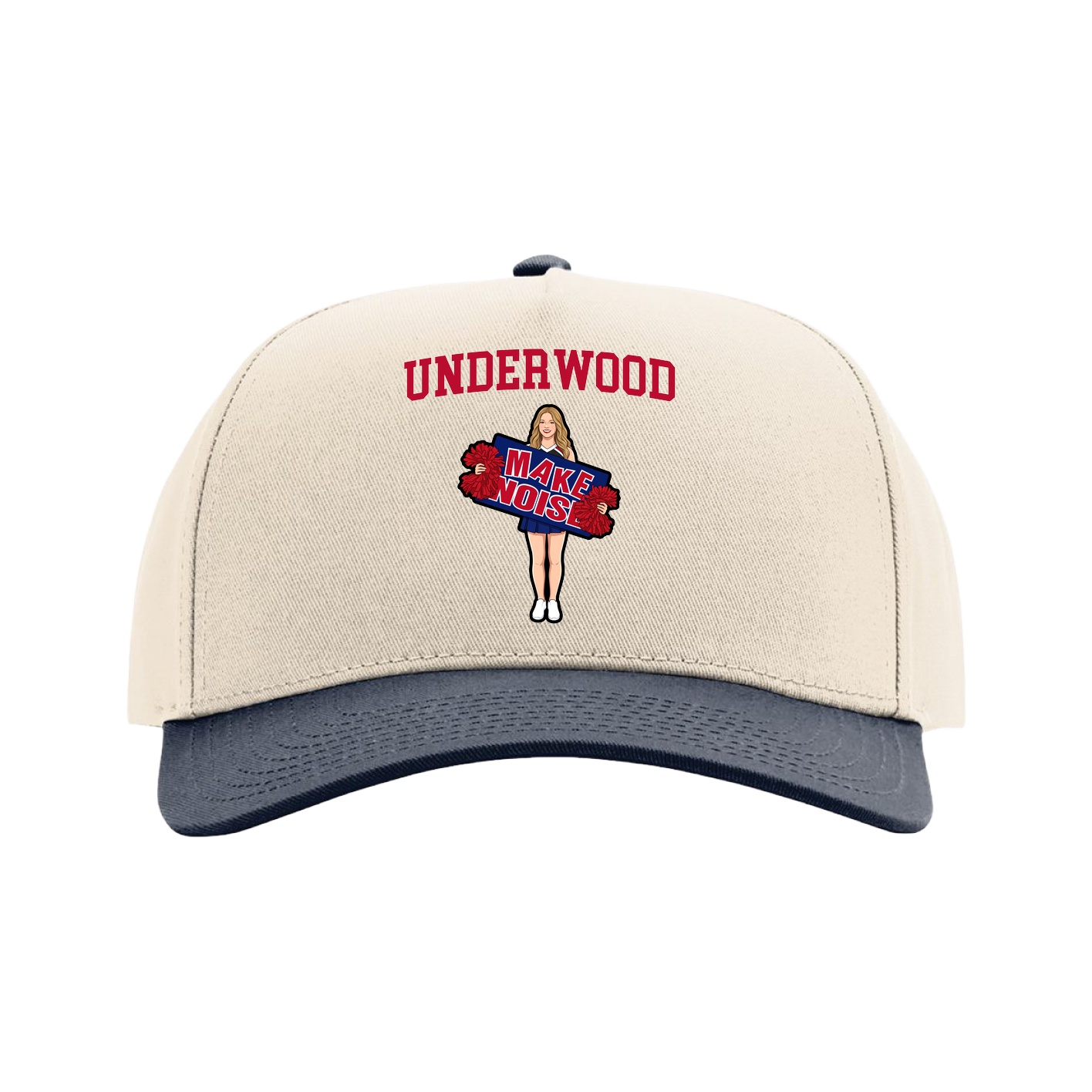 Full Fabric Five-Panel Champ Cap — Shirsey in Cream/Navy