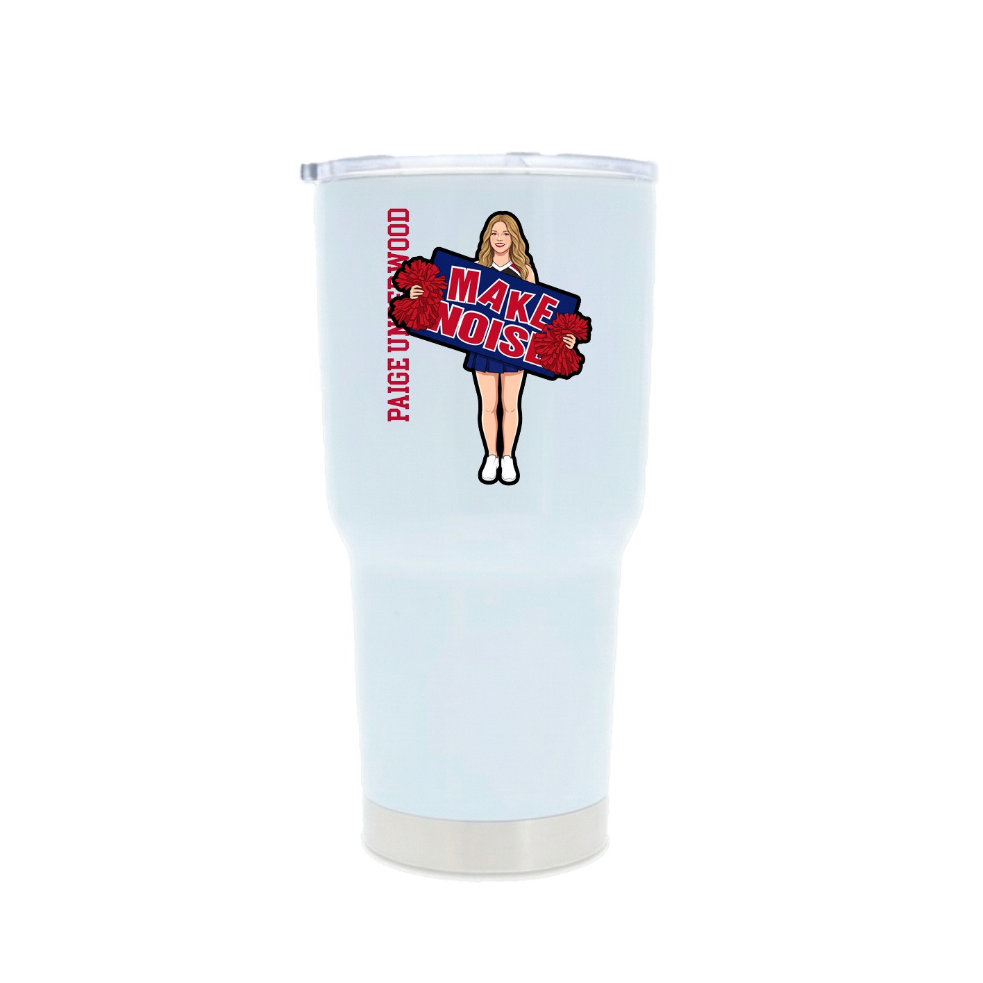 30oz Stainless Steel Tumbler — Name Vertical in White