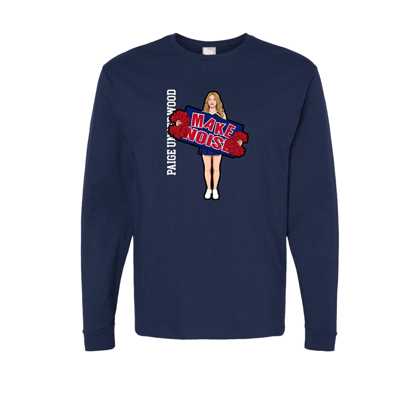 Long Sleeve Tee — Name Vertical in Navy