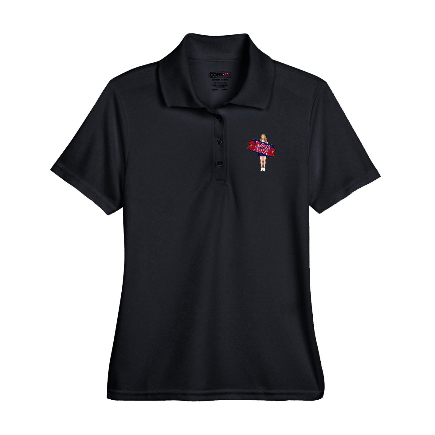 Performance Polo — Name Vertical in Black