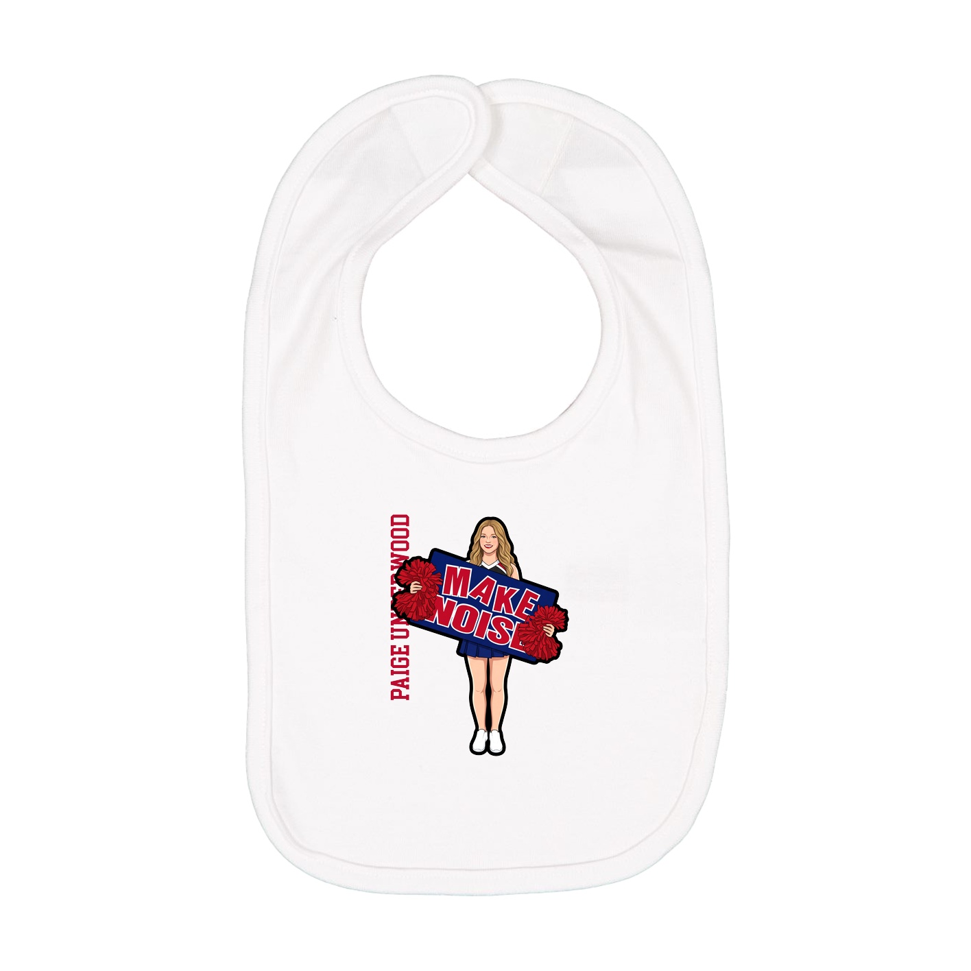 Infant Bib — Name Vertical in White