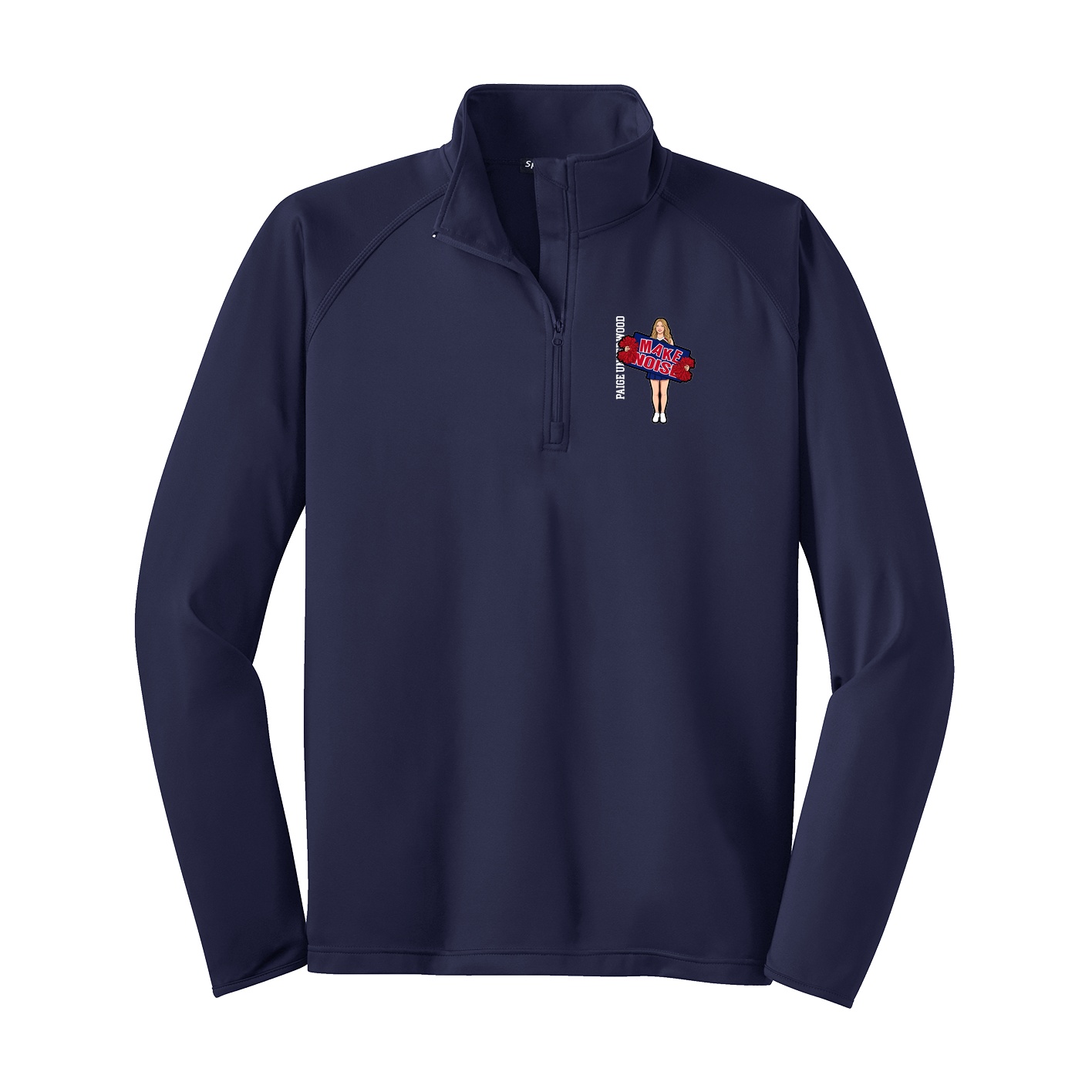 Q-Zip Pullover — Name Vertical in Navy