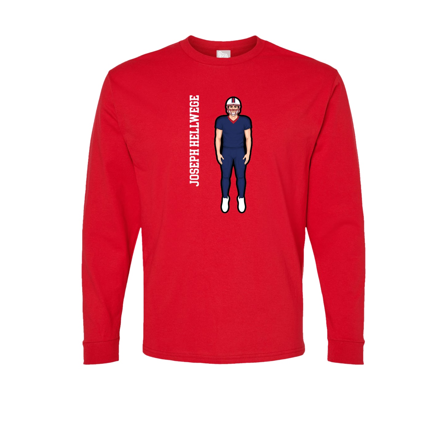 Long Sleeve Tee — Name Vertical in Red