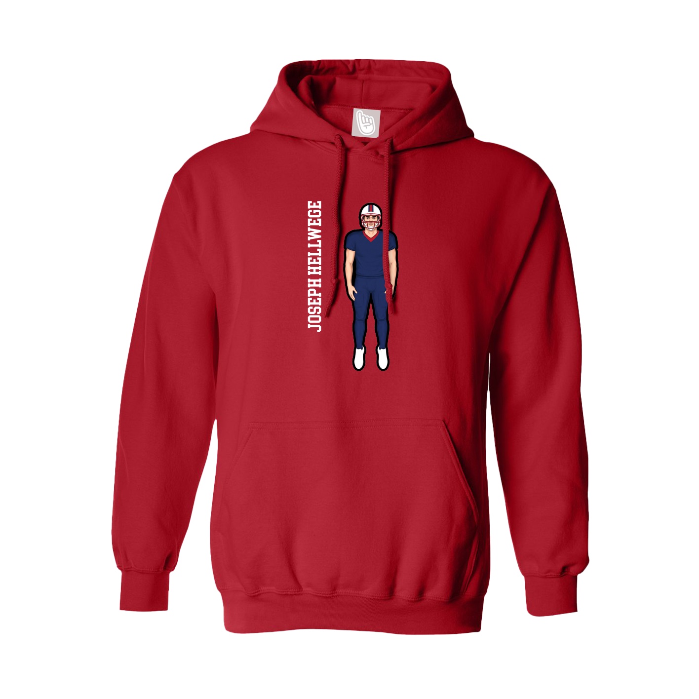 Youth Hoodie — Name Vertical in Red