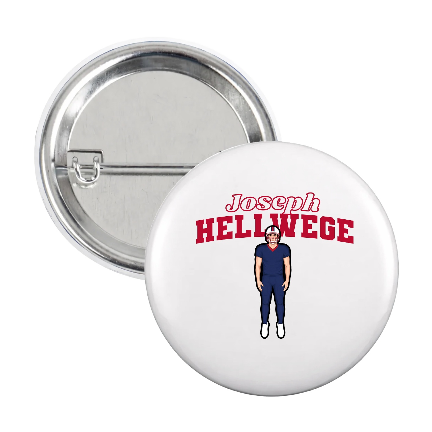 Game Day Button — Name Arch in White