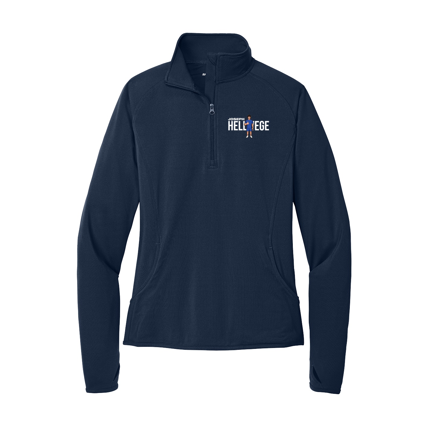 Women's Q-Zip Pullover — Player Name in Navy