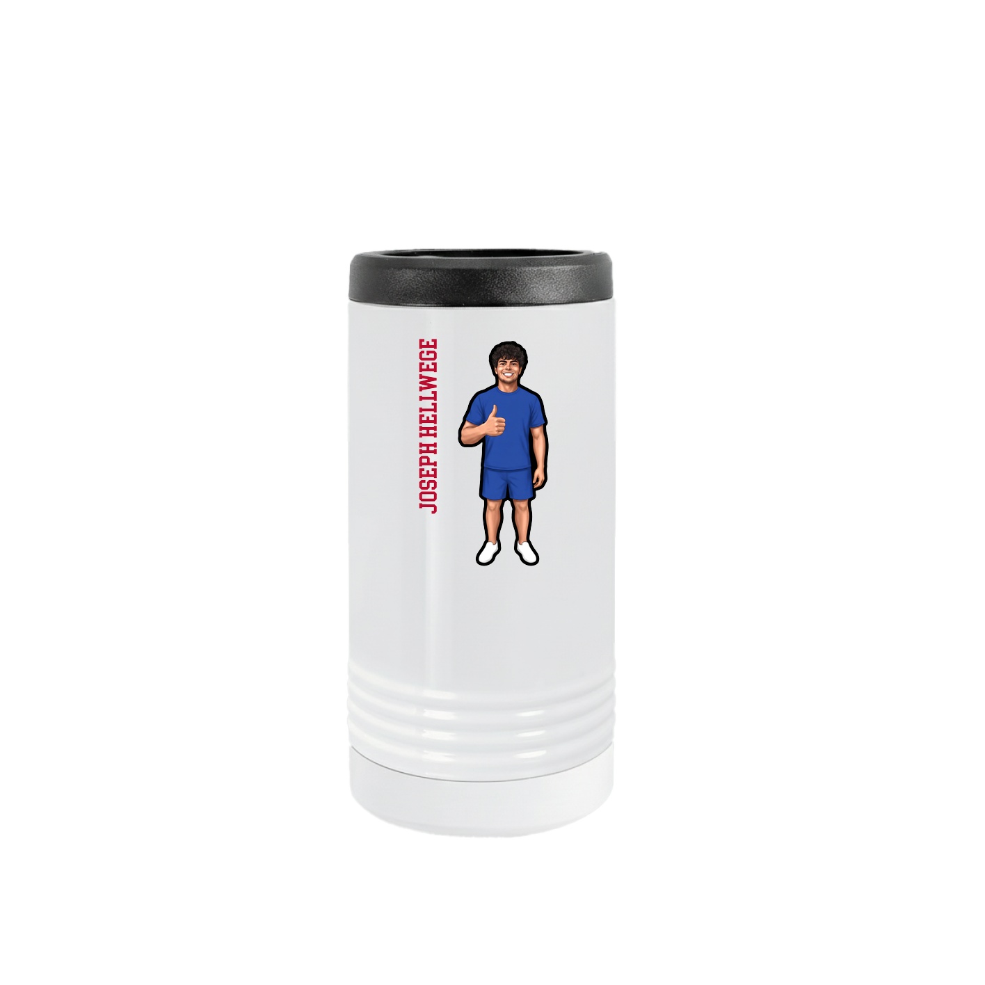 Slim Beverage Holder — Name Vertical in White