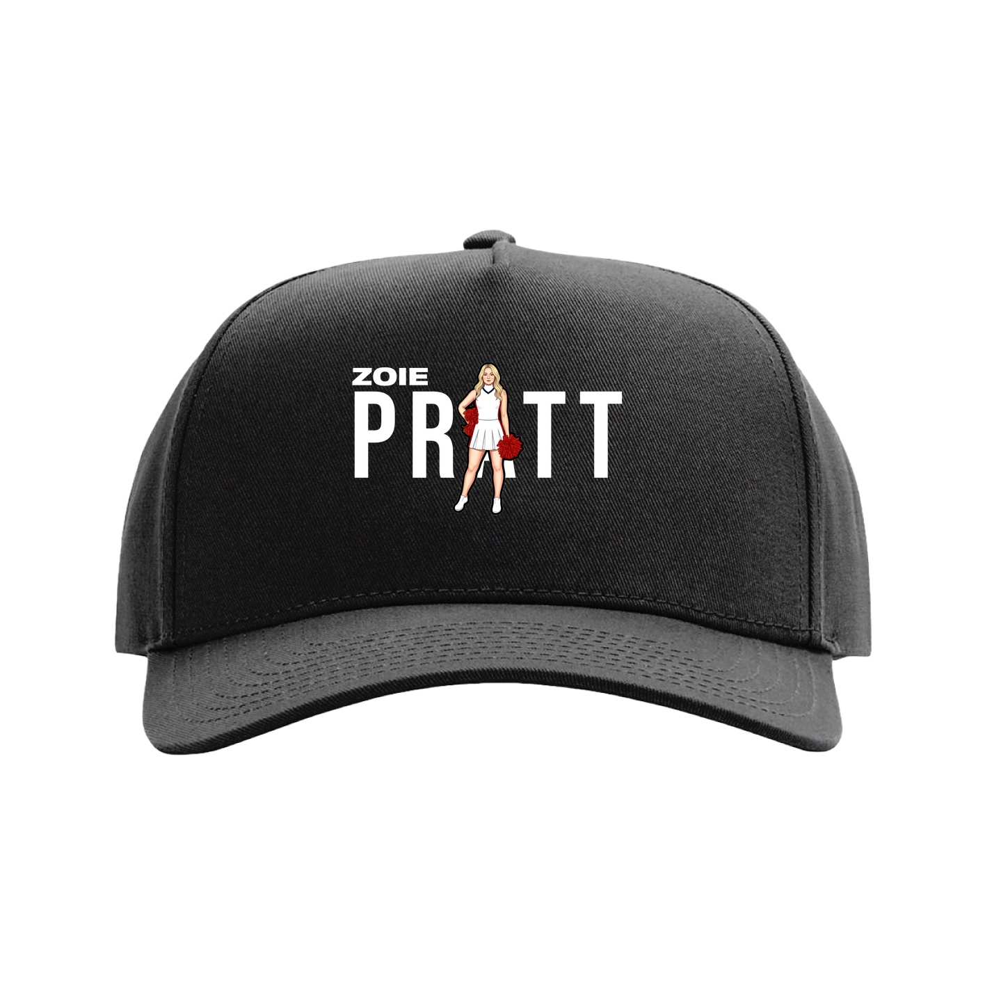 Full Fabric Five-Panel Champ Cap — Player Name in Black