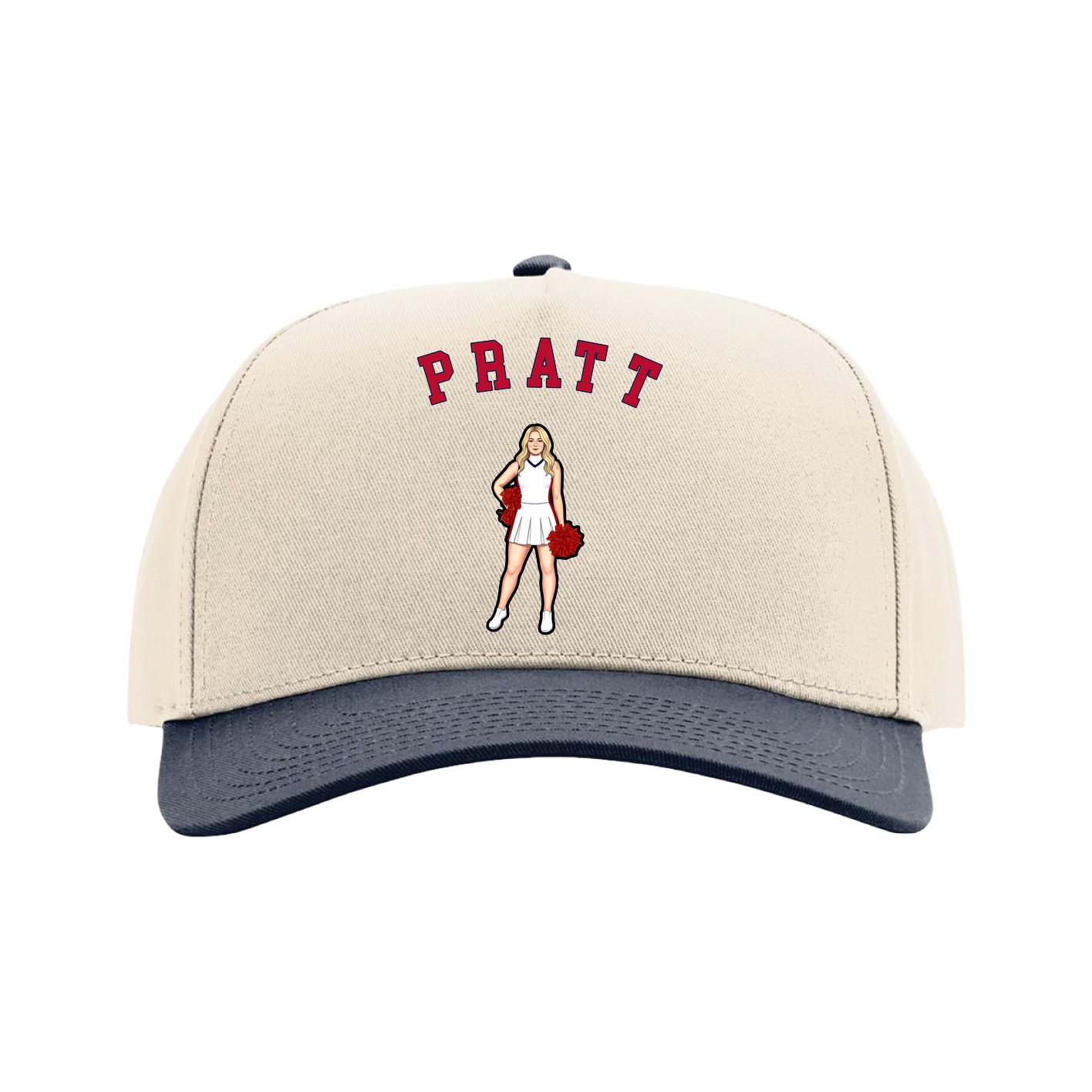 Full Fabric Five-Panel Champ Cap — Shirsey Arch in Cream/Navy