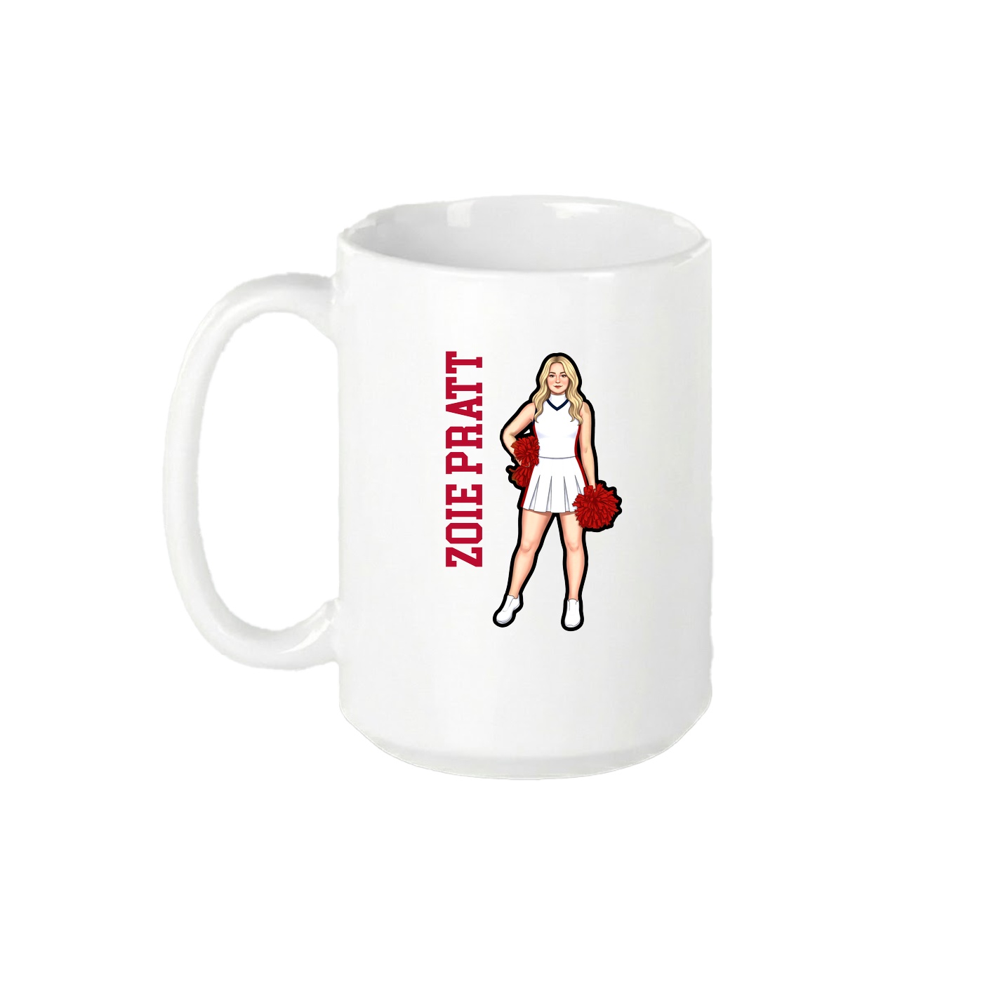 15oz Coffee Mug — Name Vertical in White