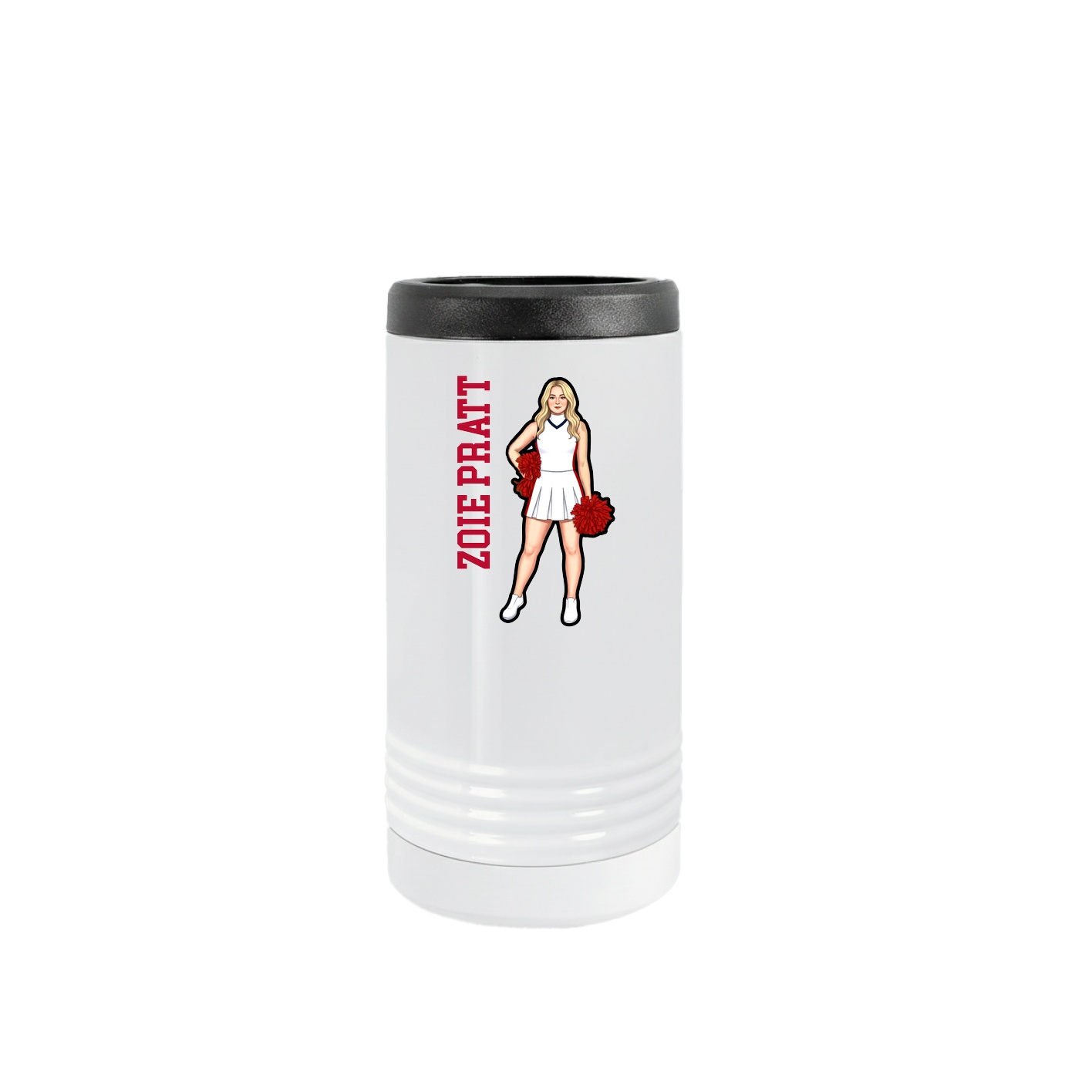 Slim Beverage Holder — Name Vertical in White