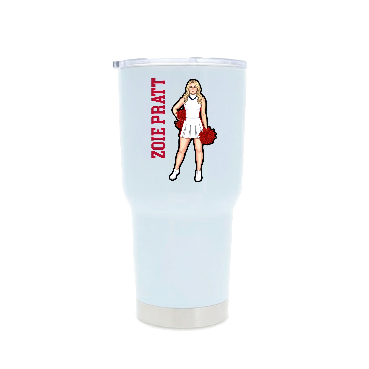 30oz Stainless Steel Tumbler — Name Vertical in White