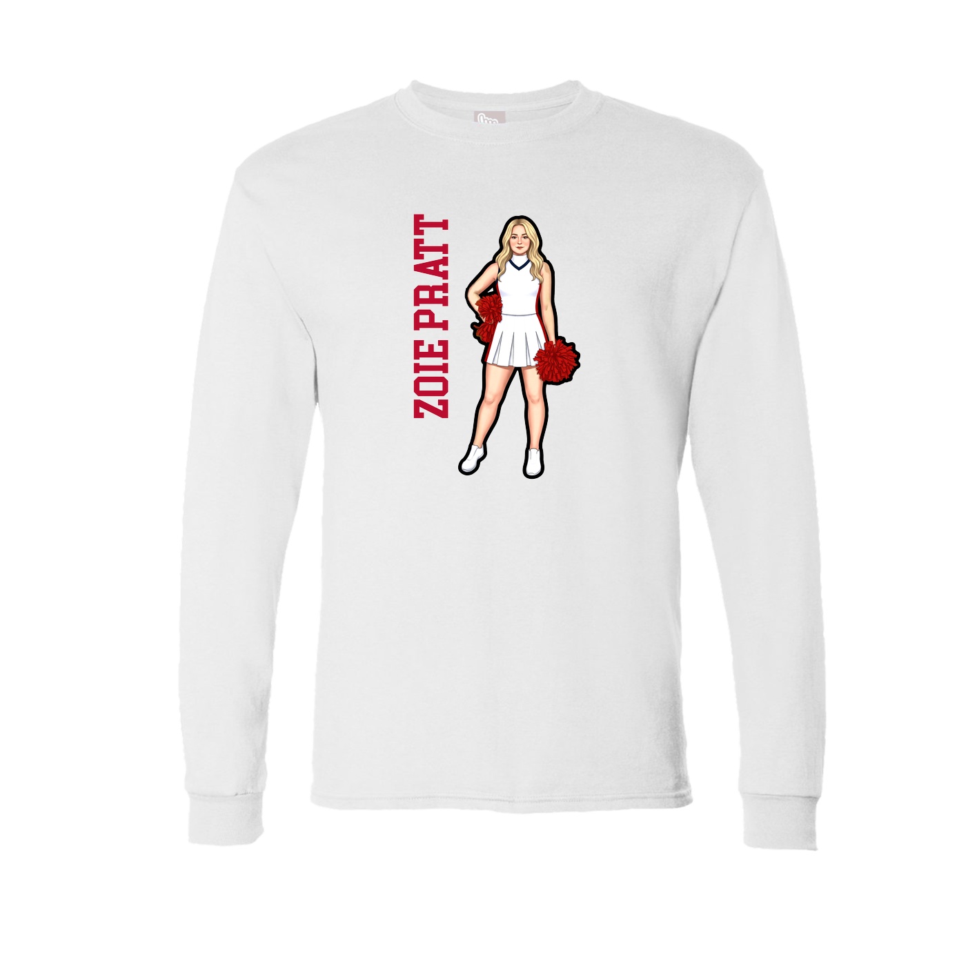 Long Sleeve Tee — Name Vertical in White