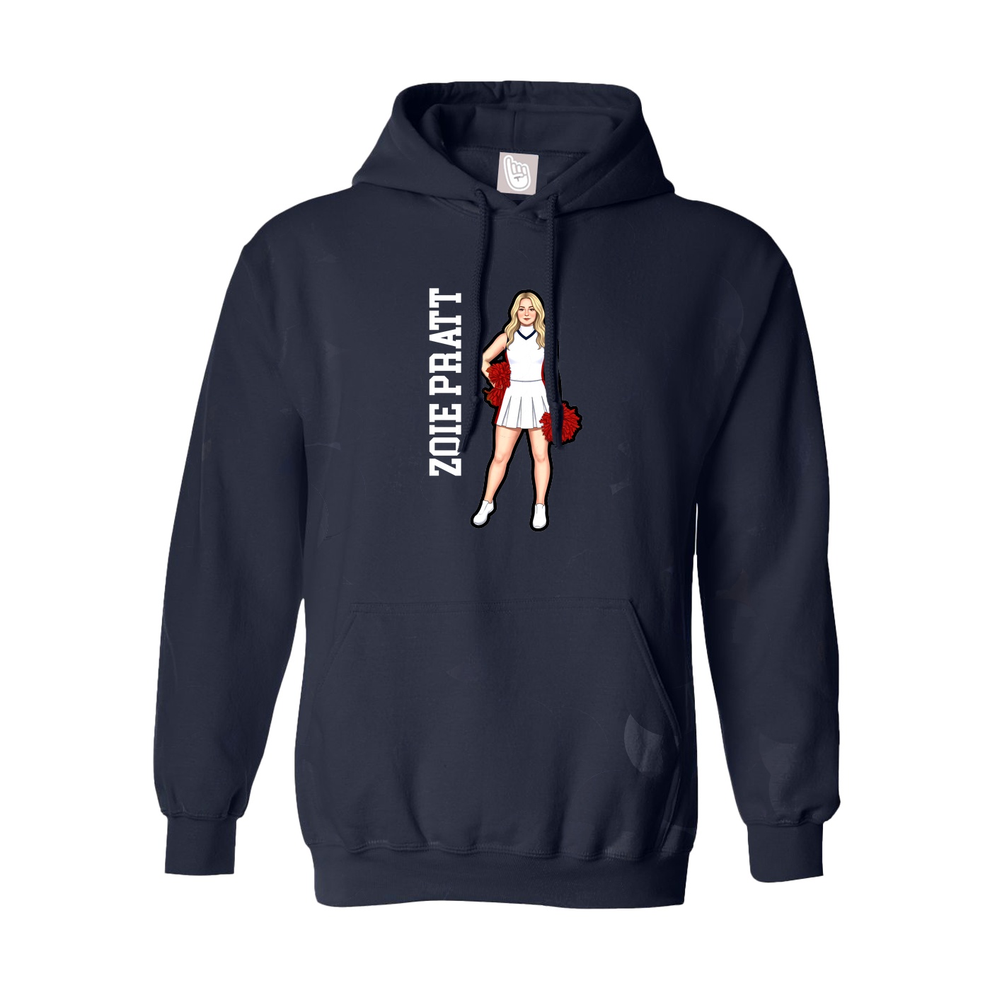 Hoodie — Name Vertical in Navy