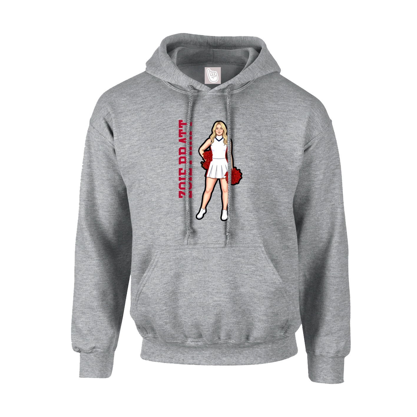 Hoodie — Name Vertical in Grey